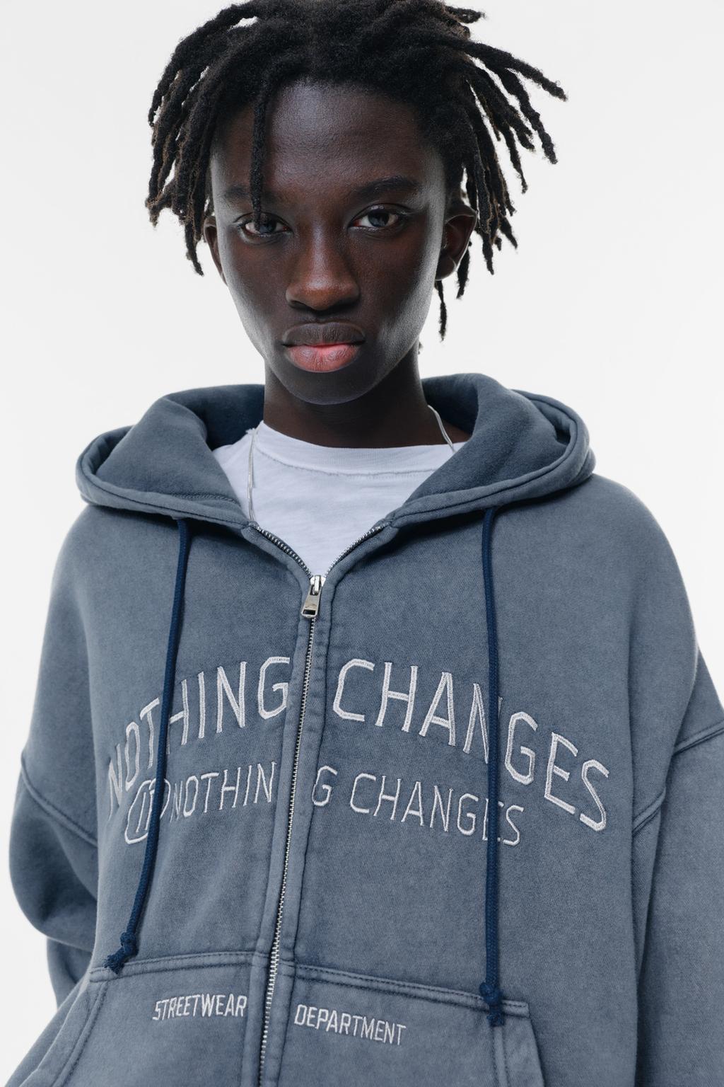 Sudadera capucha cremallera bordado PULL&BEAR - Main Image