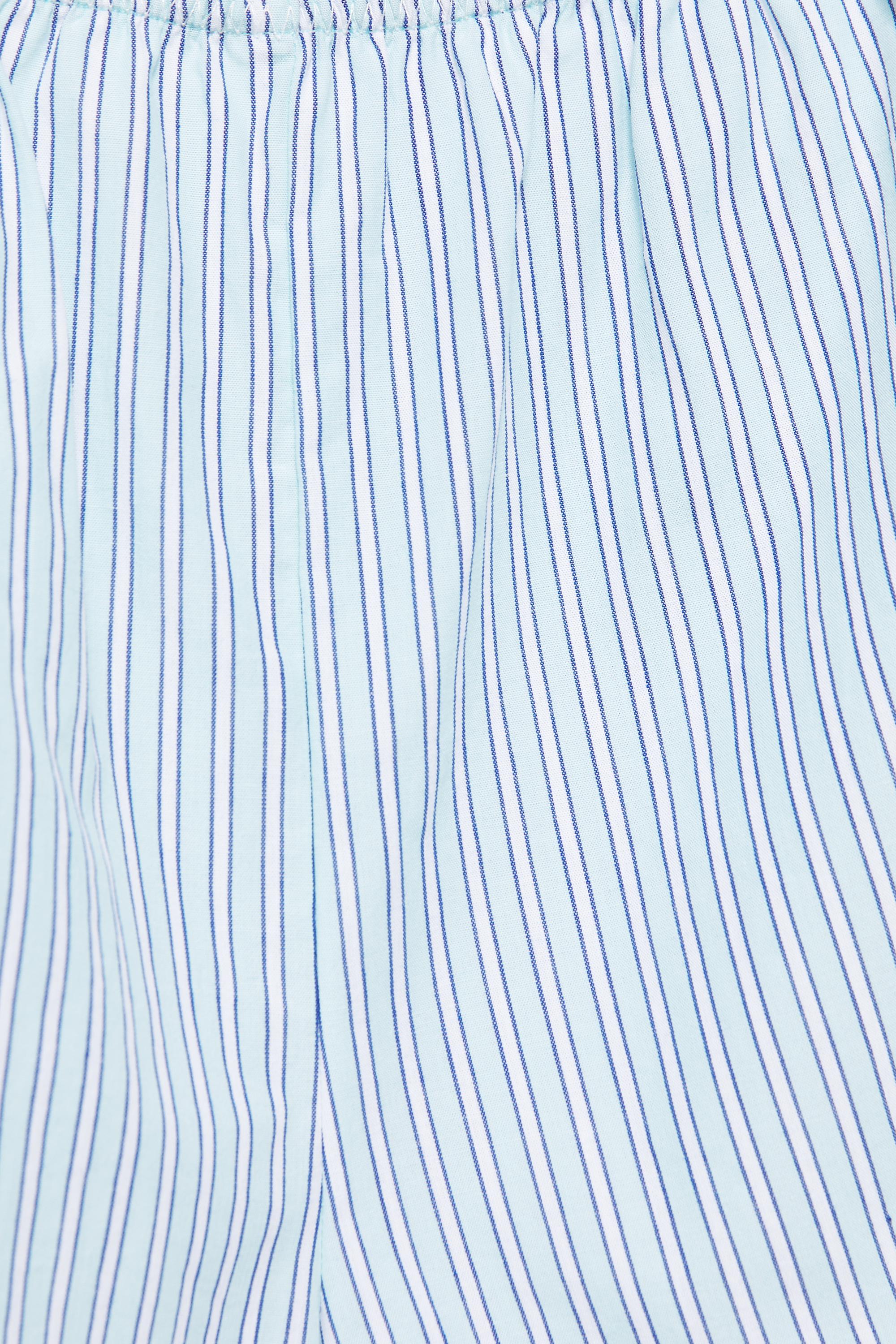 Striped pajama-style shorts — Water blue