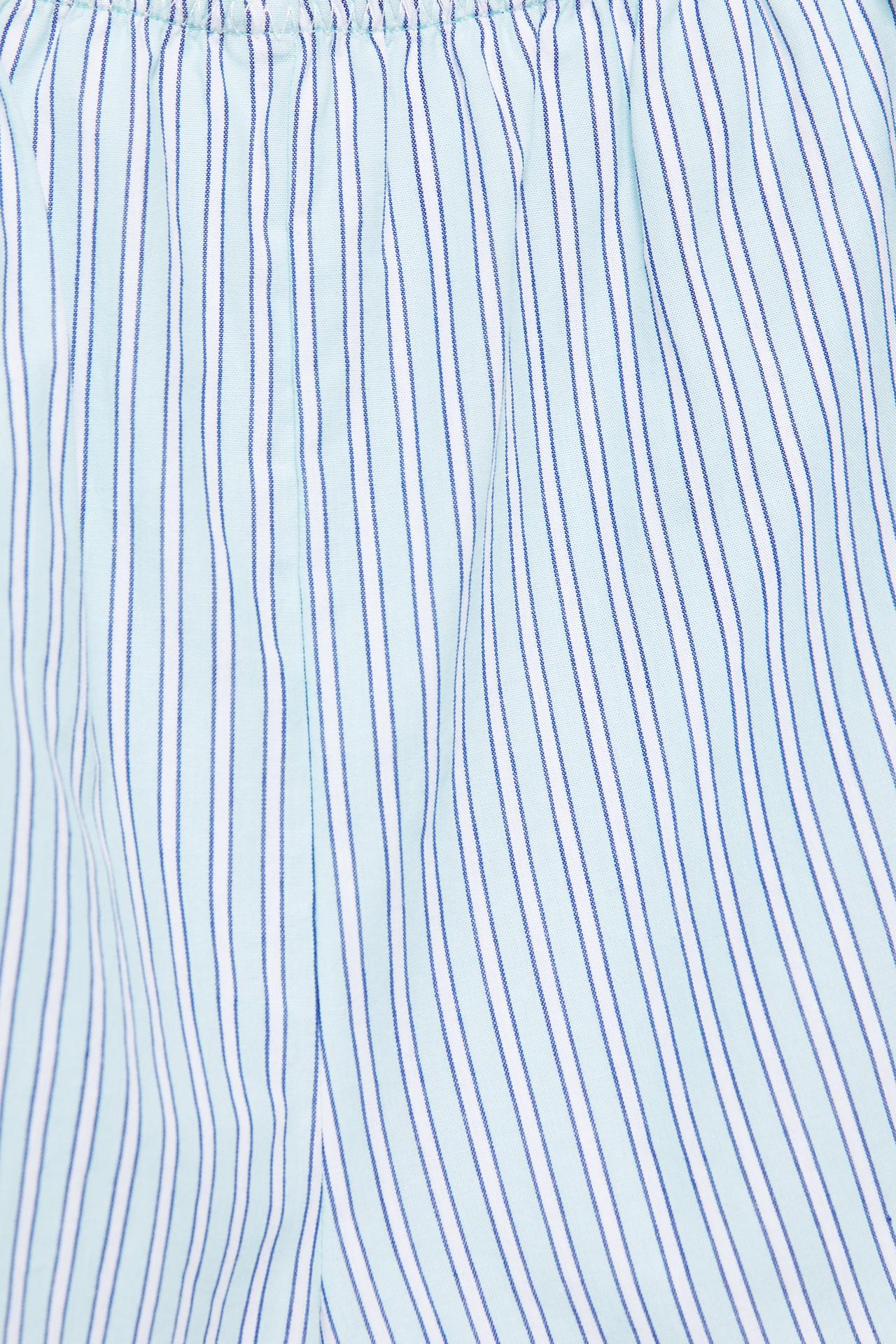 Striped pajama-style shorts — Water blue