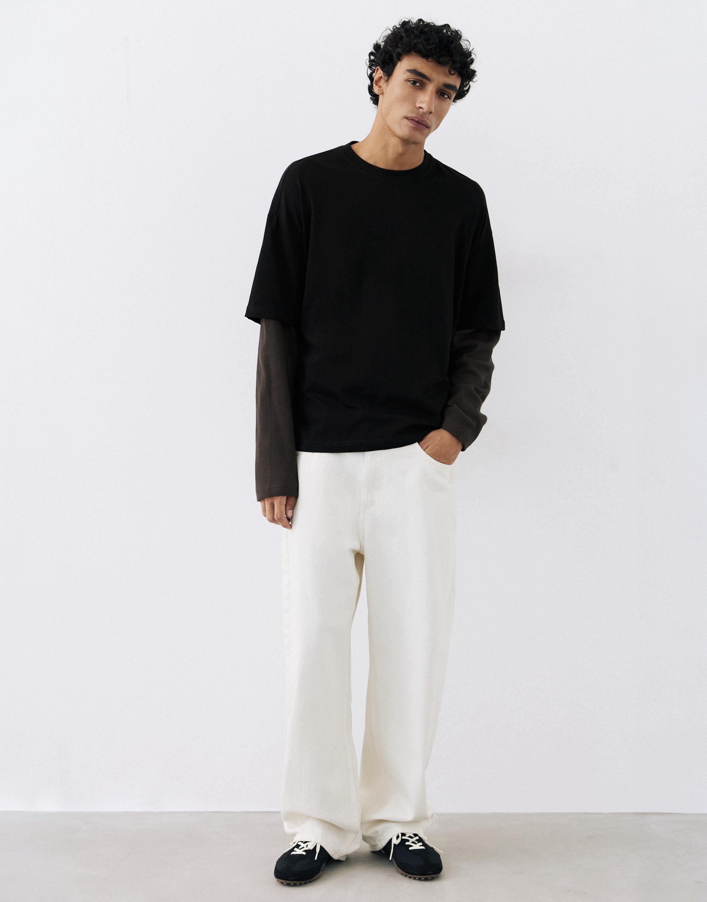Double-layer long sleeve T-shirt — Black