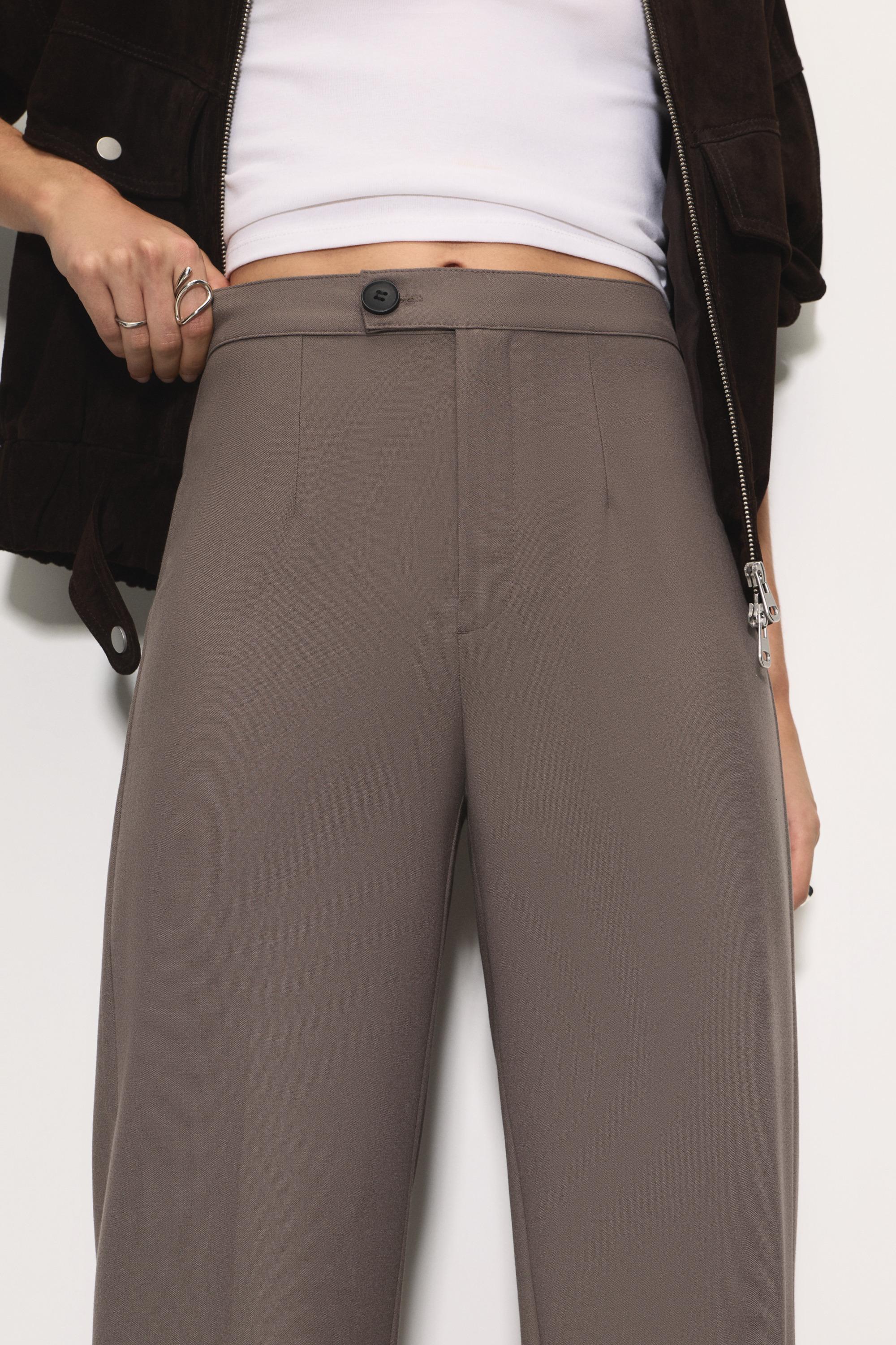 Straight-leg darted trousers — Taupe