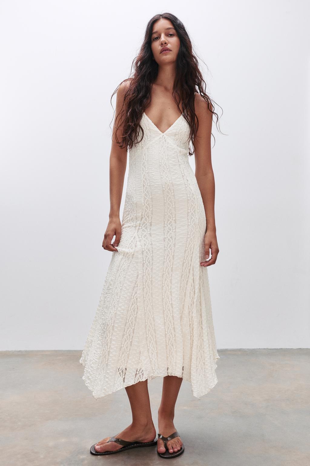 Lace Strappy Midi Dress pull&bear