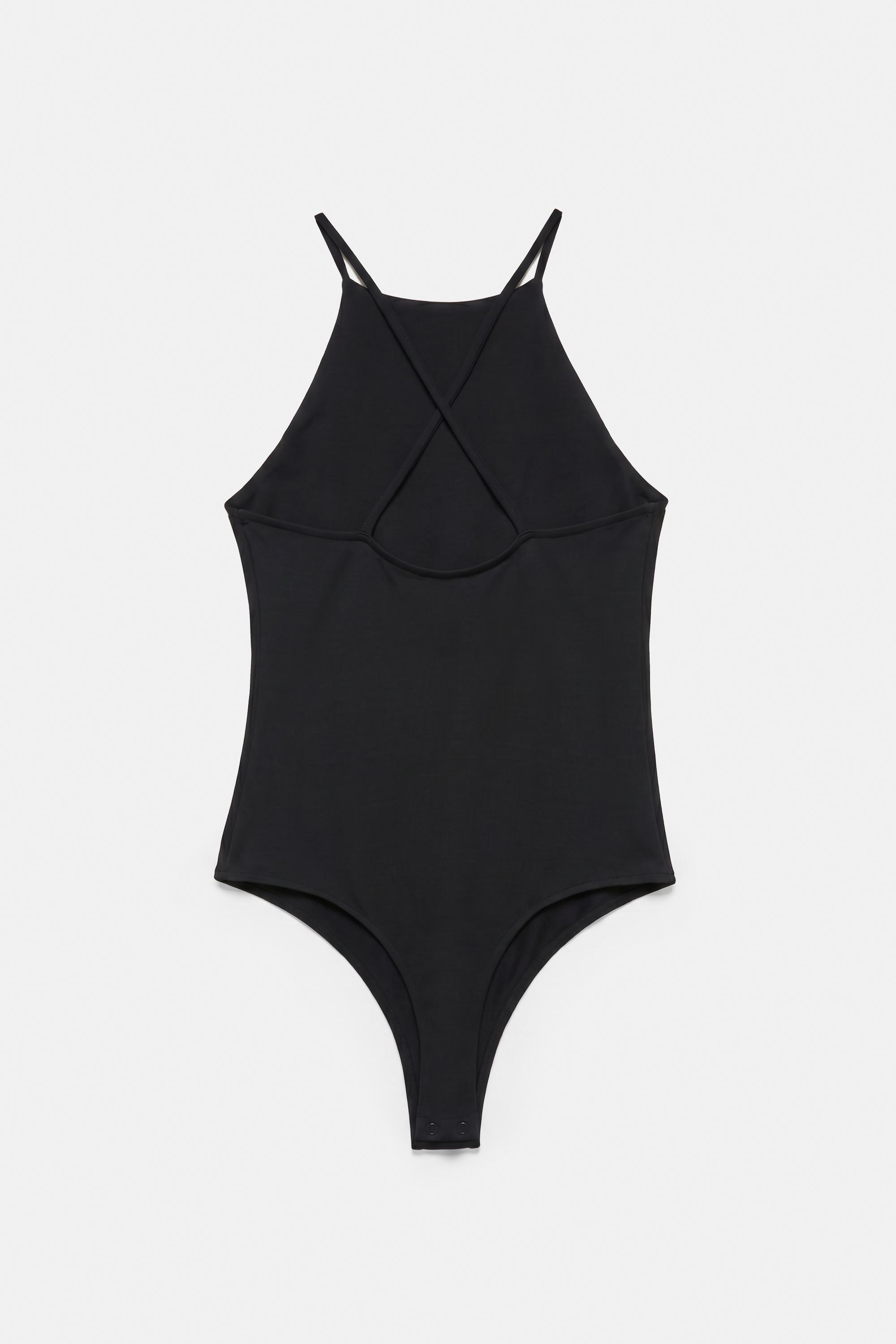 Halter strappy bodysuit — Black (alternate view)