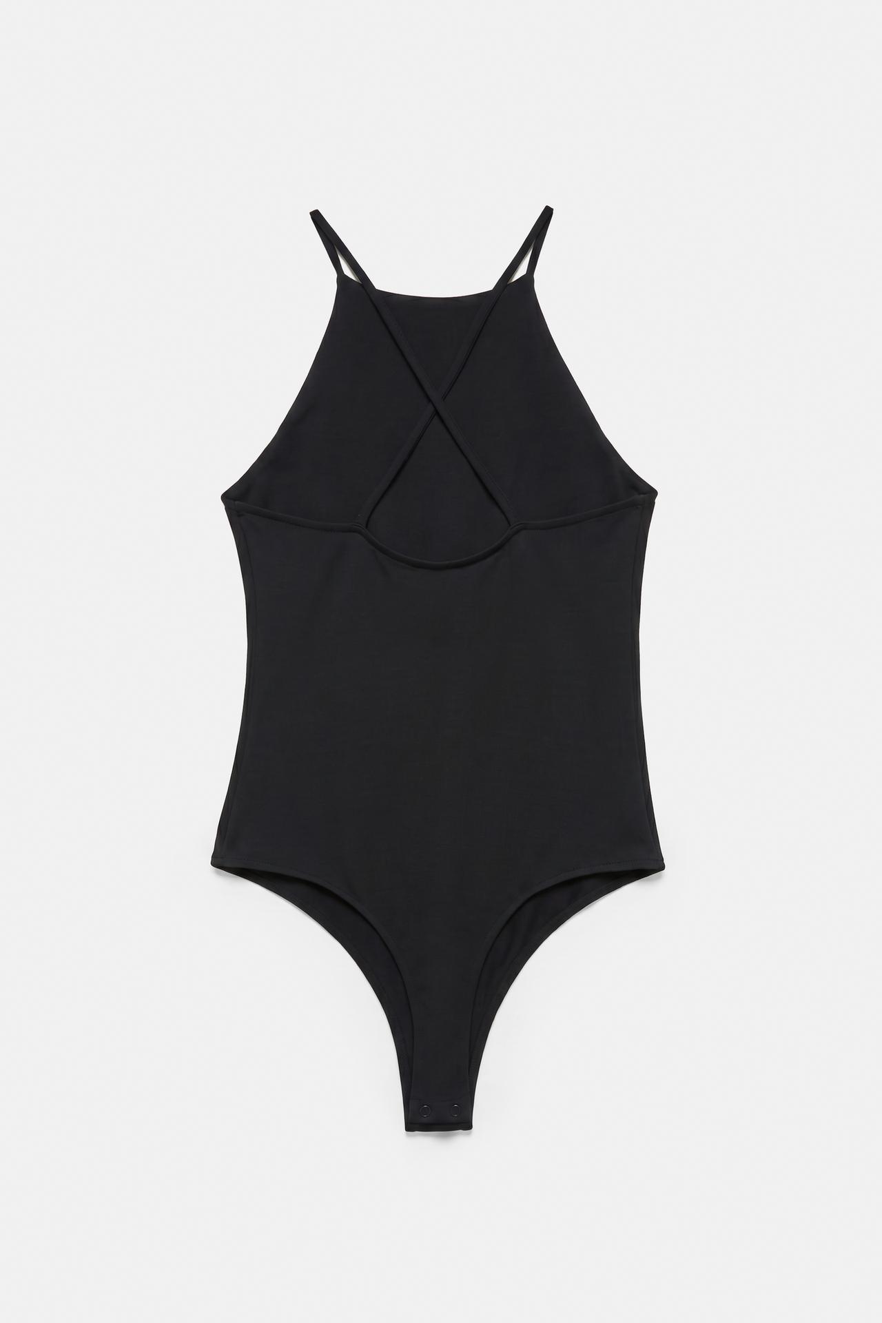 Halter strappy bodysuit — Black
