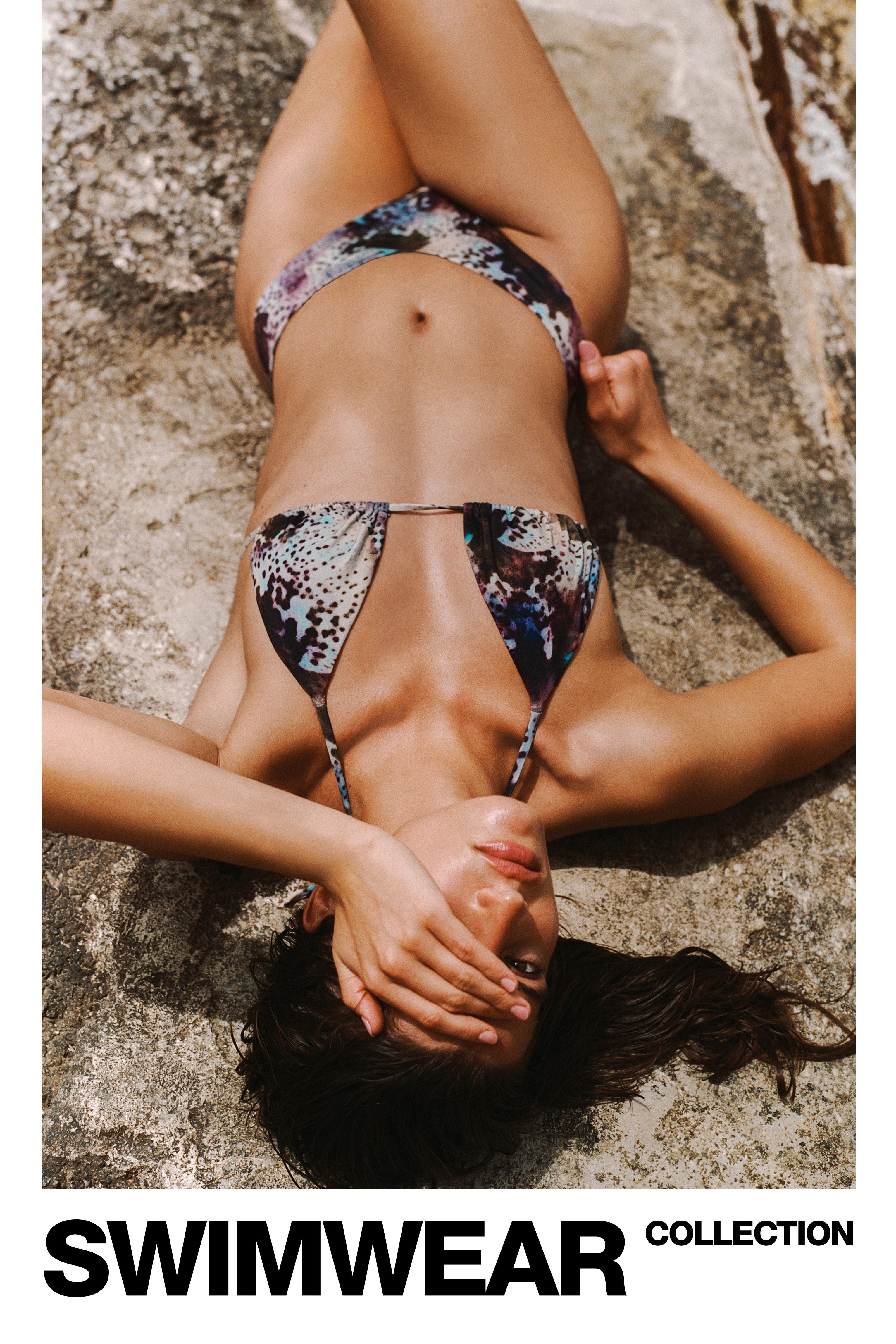 Triangle tie-dye animal print bikini top — Brown