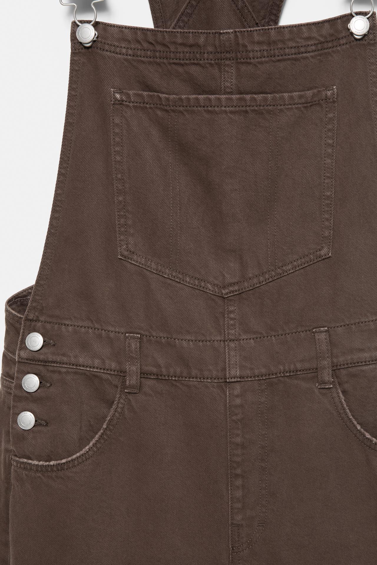Long denim dungarees — Brown