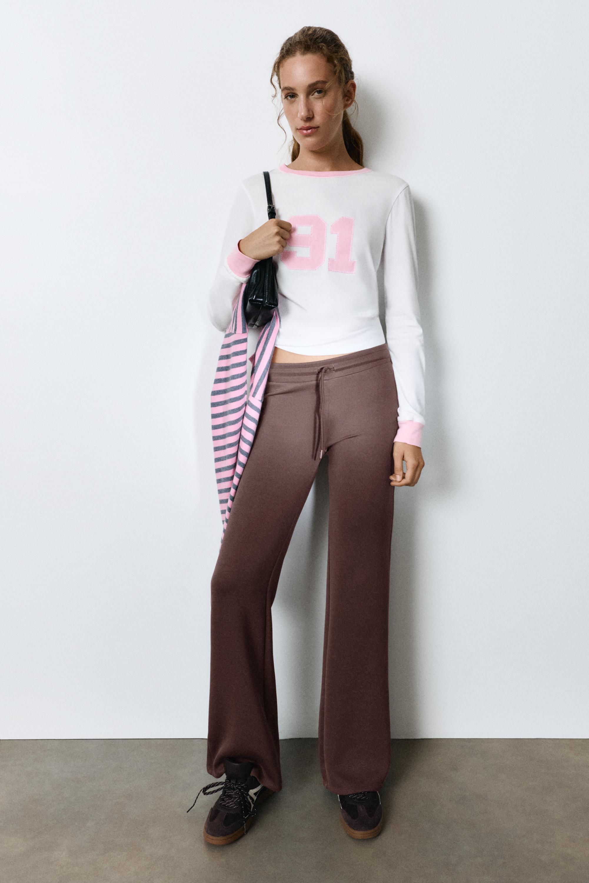 Modal flared trousers — Brown