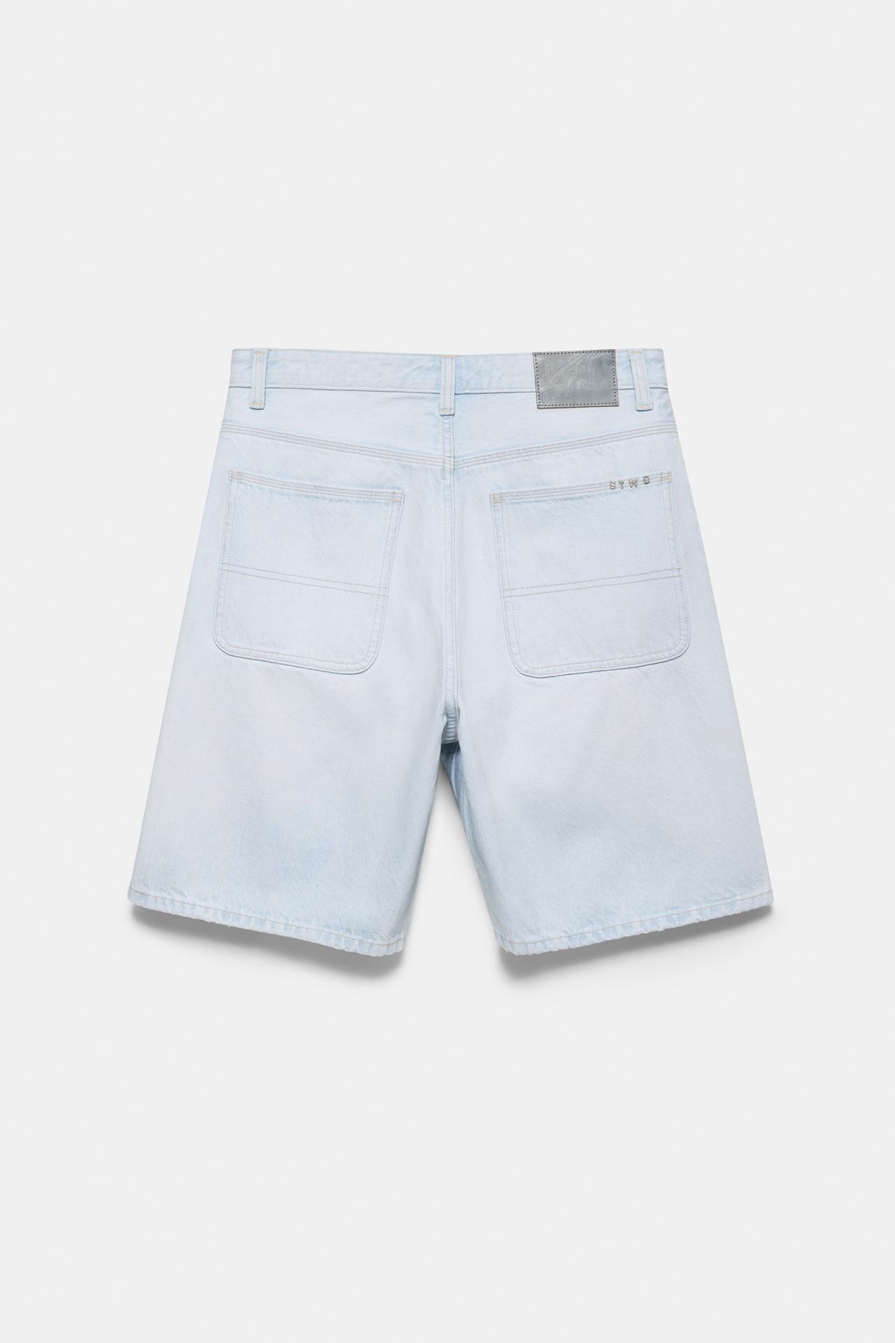 Baggy relaxed fit denim Bermuda shorts — Pale indigo