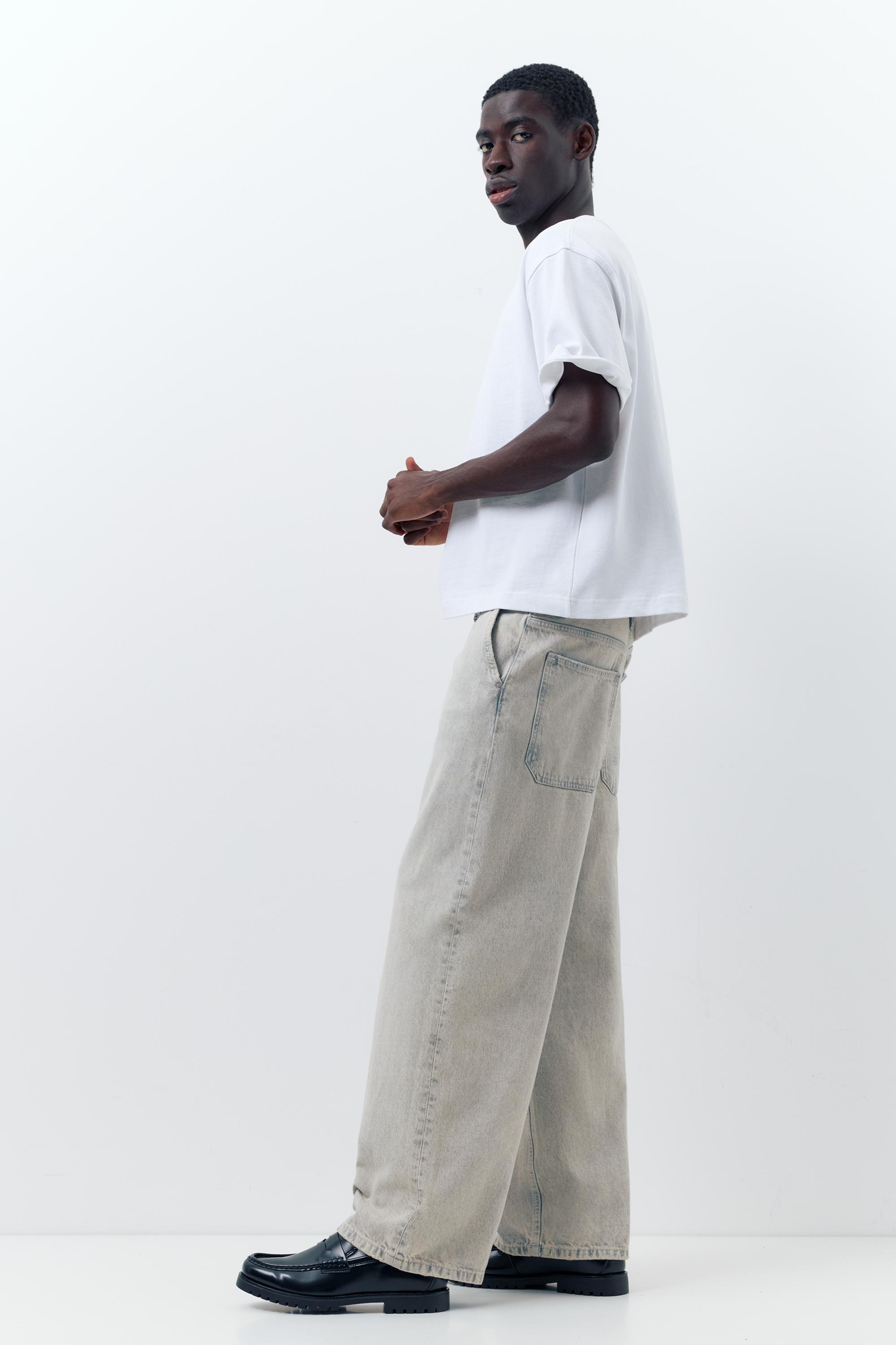 Embroidered skater jeans — Pale grey