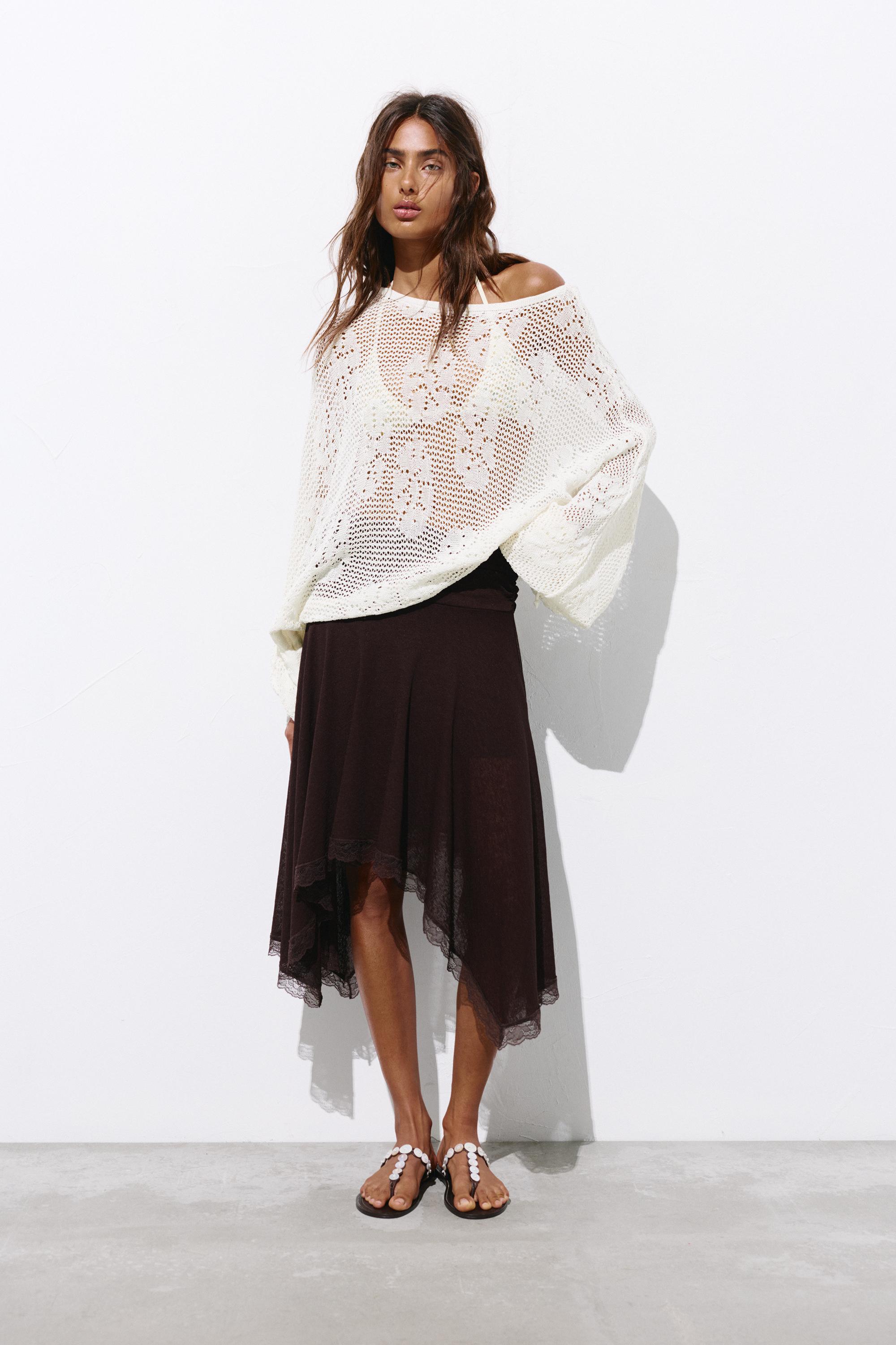 Cutwork knit jumper — Ecru