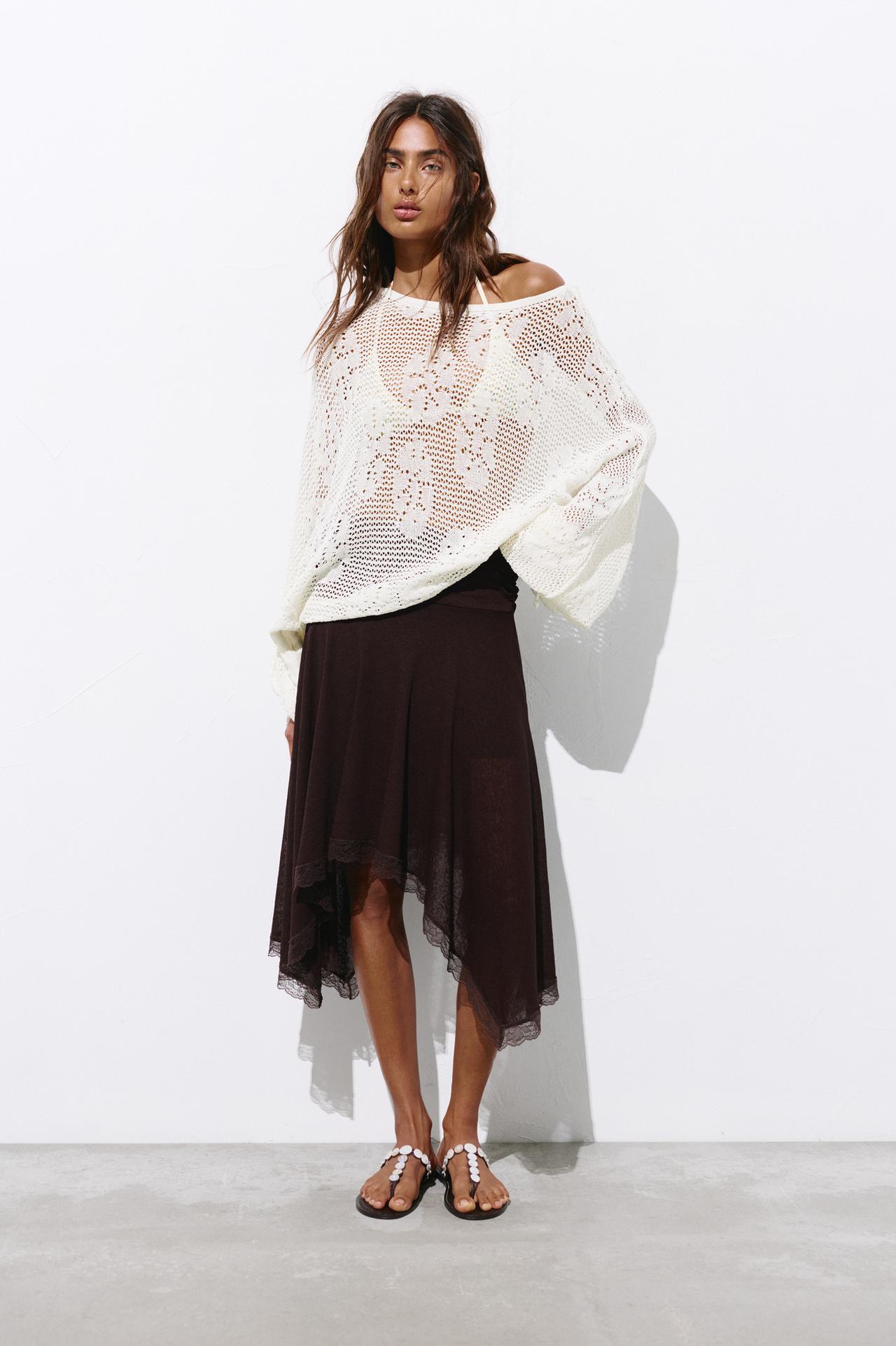 Cutwork knit jumper — Ecru