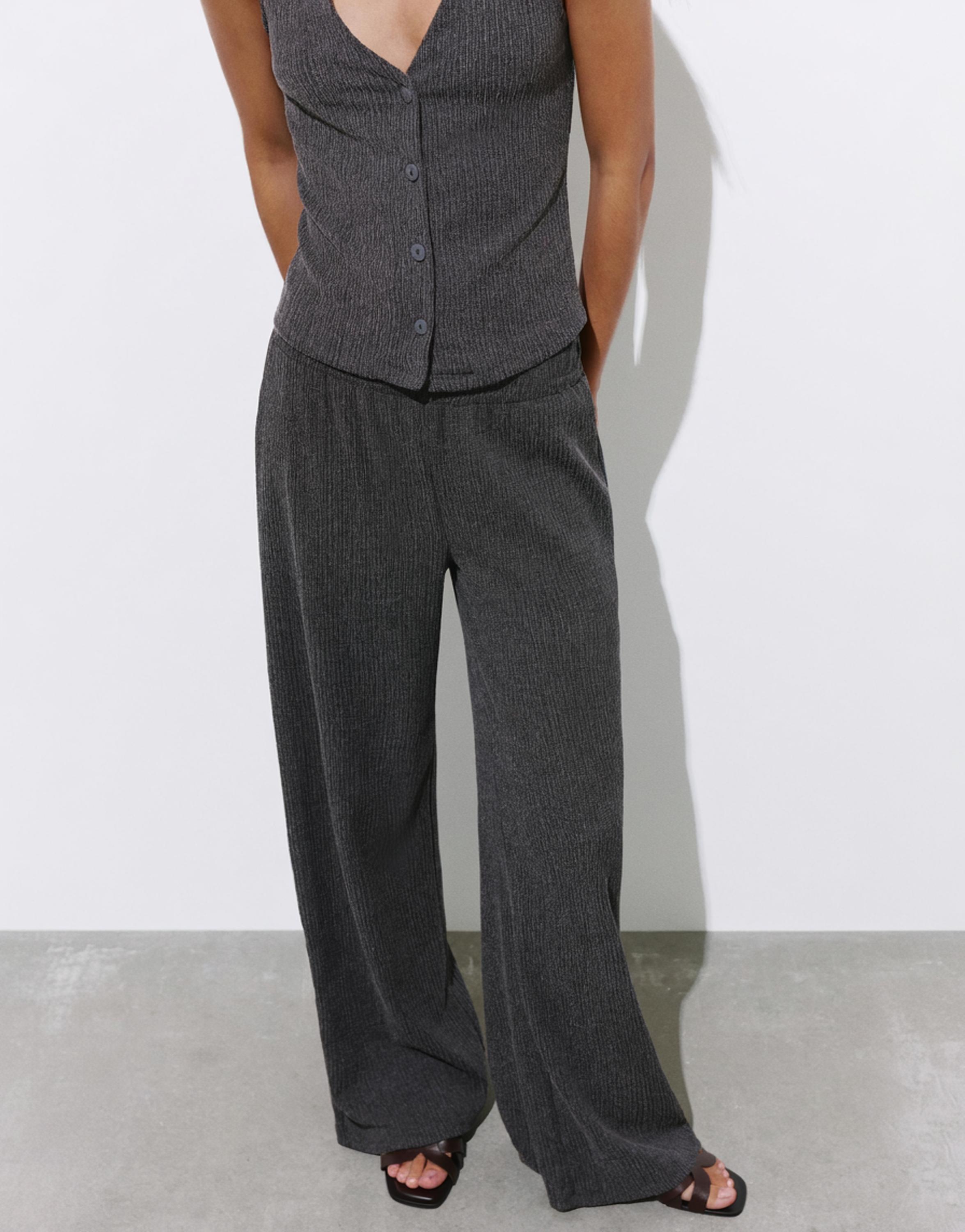 Wide-leg crepe trousers — Anthracite grey