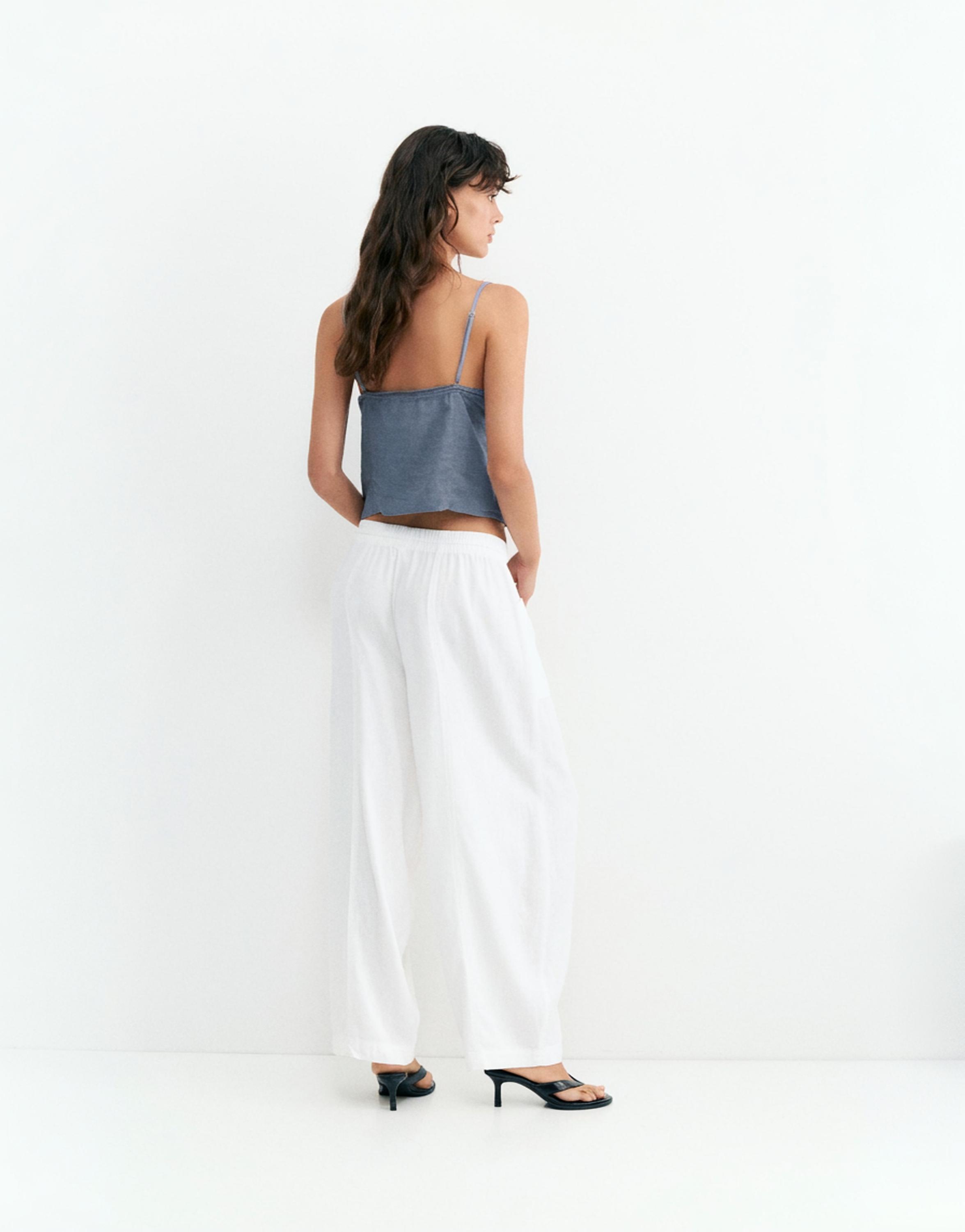 Linen blend camisole top — Blue
