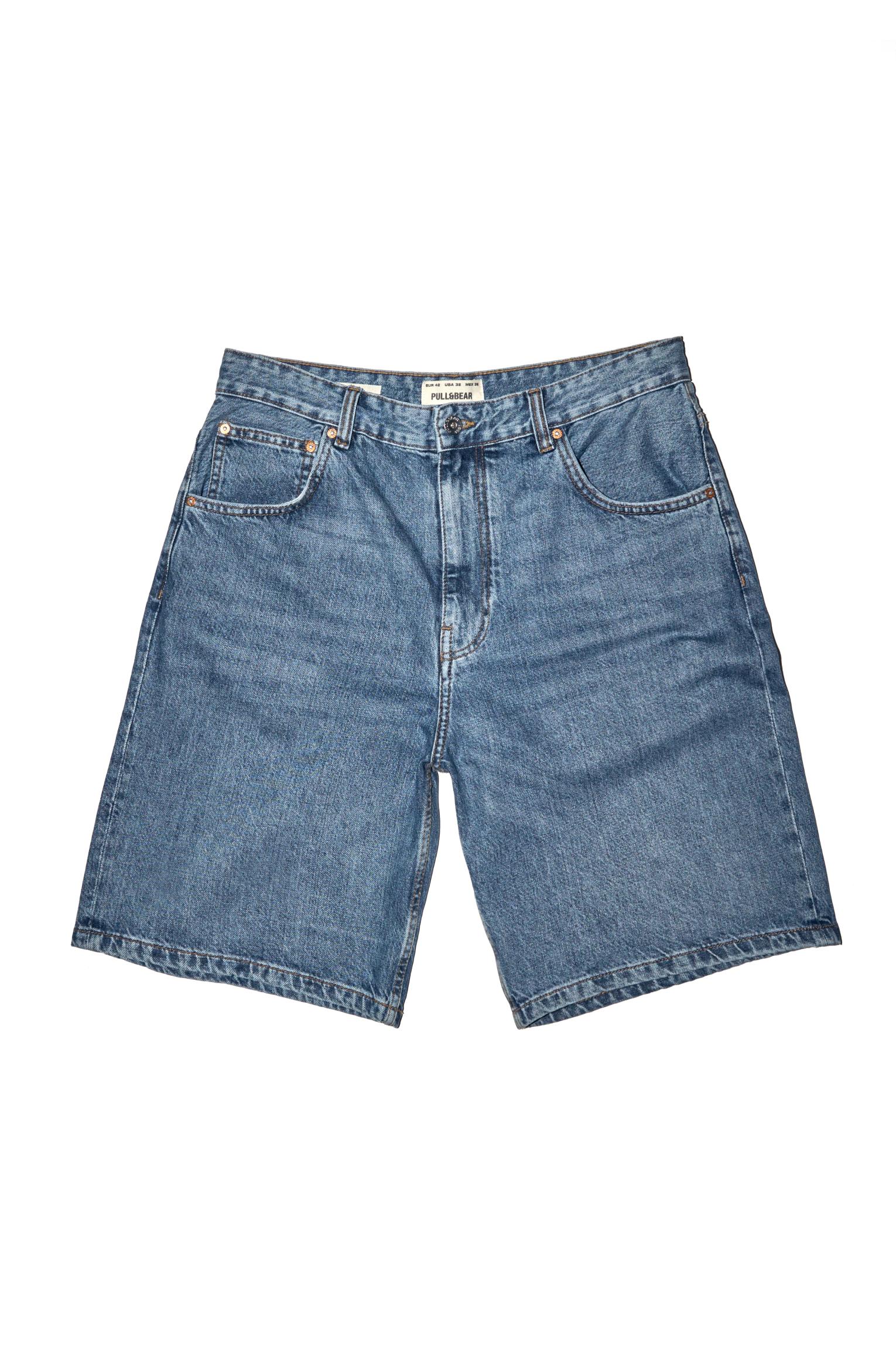 Baggy denim Bermuda shorts — Medium blue