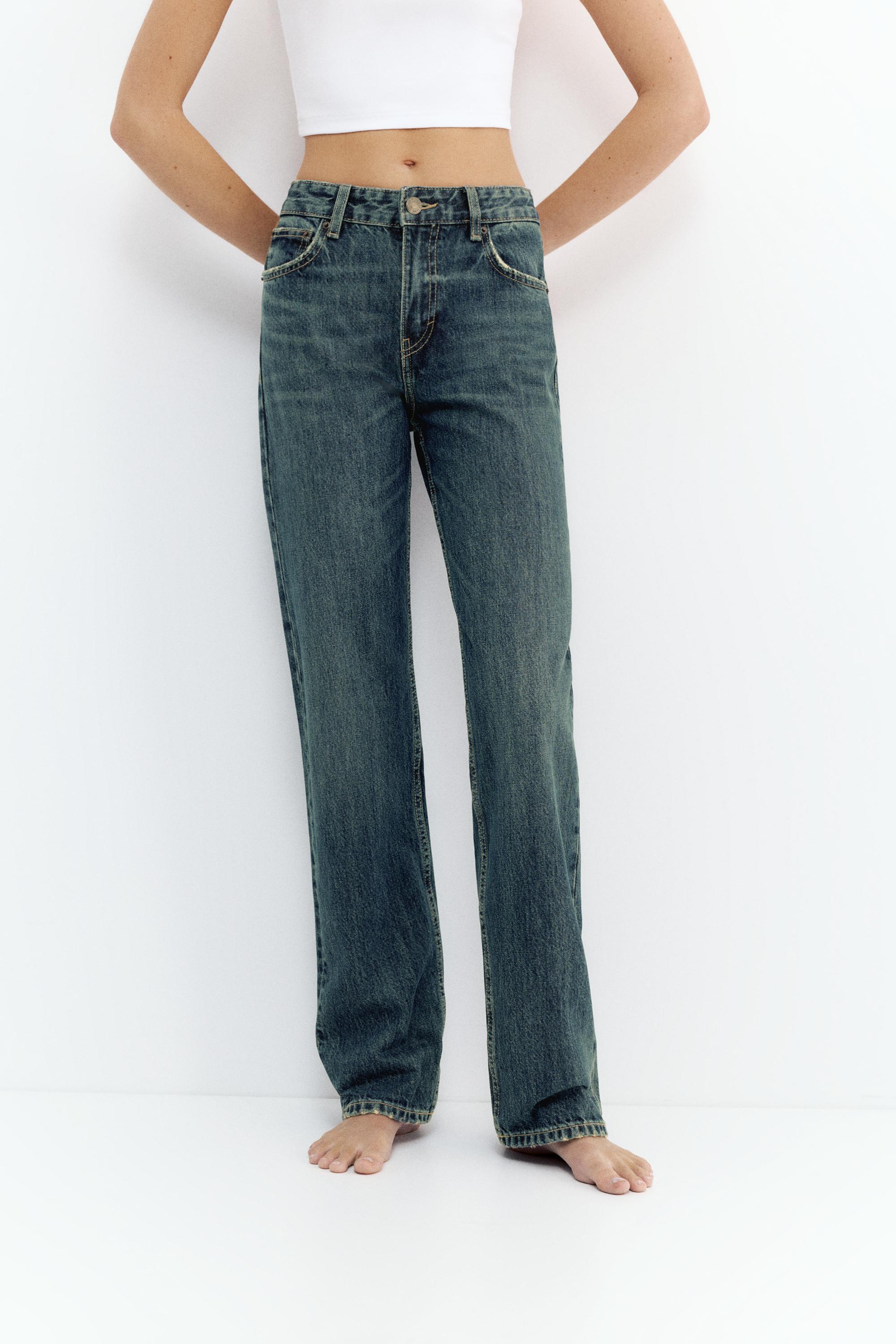 Mid-waist straight-leg jeans — Navy