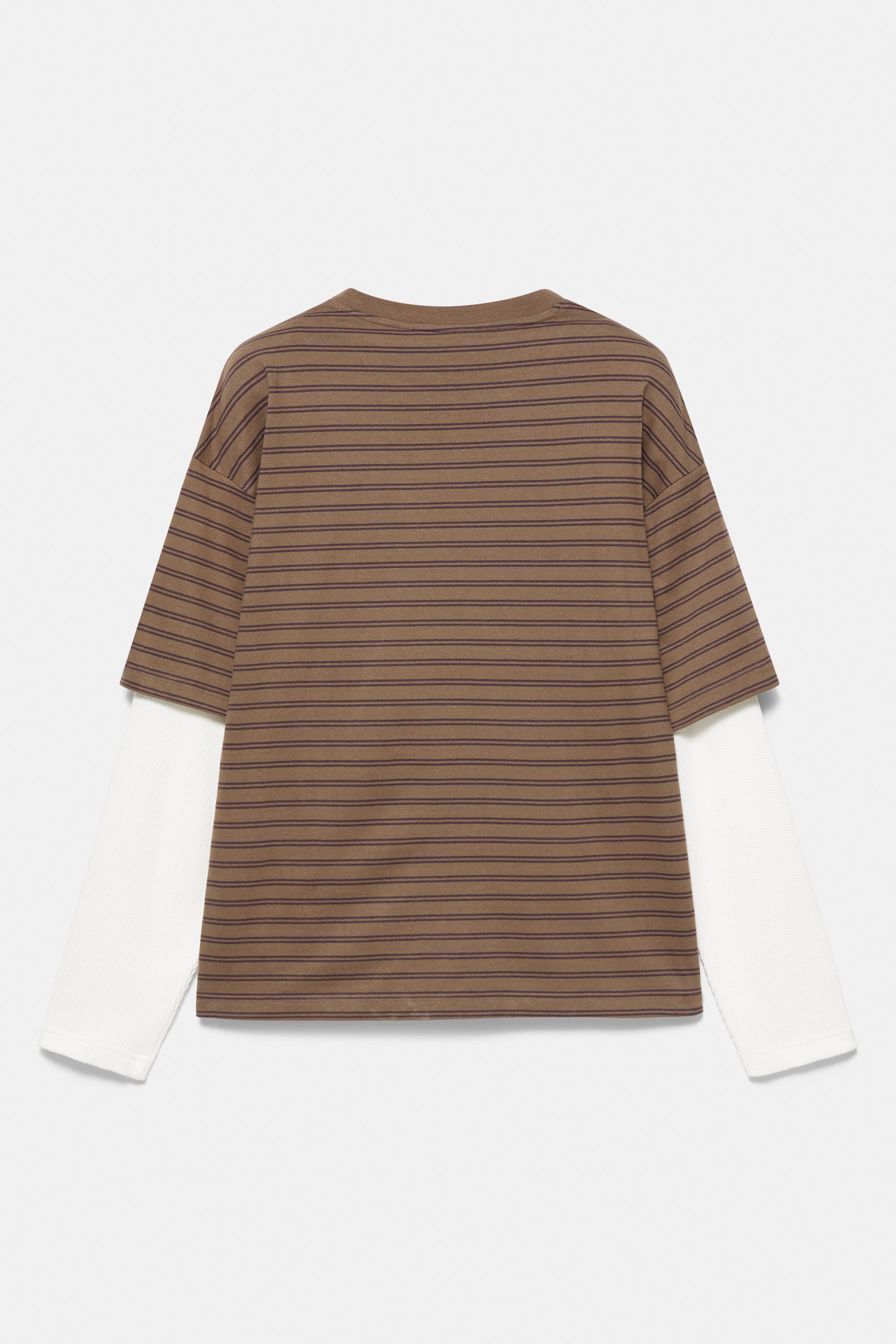 Double-layer long sleeve T-shirt — Striped