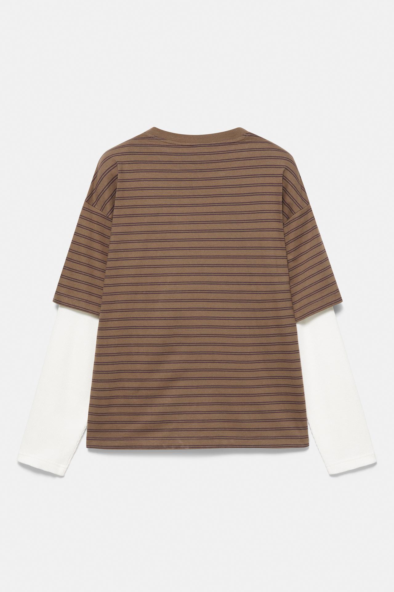 Double-layer long sleeve T-shirt — Striped