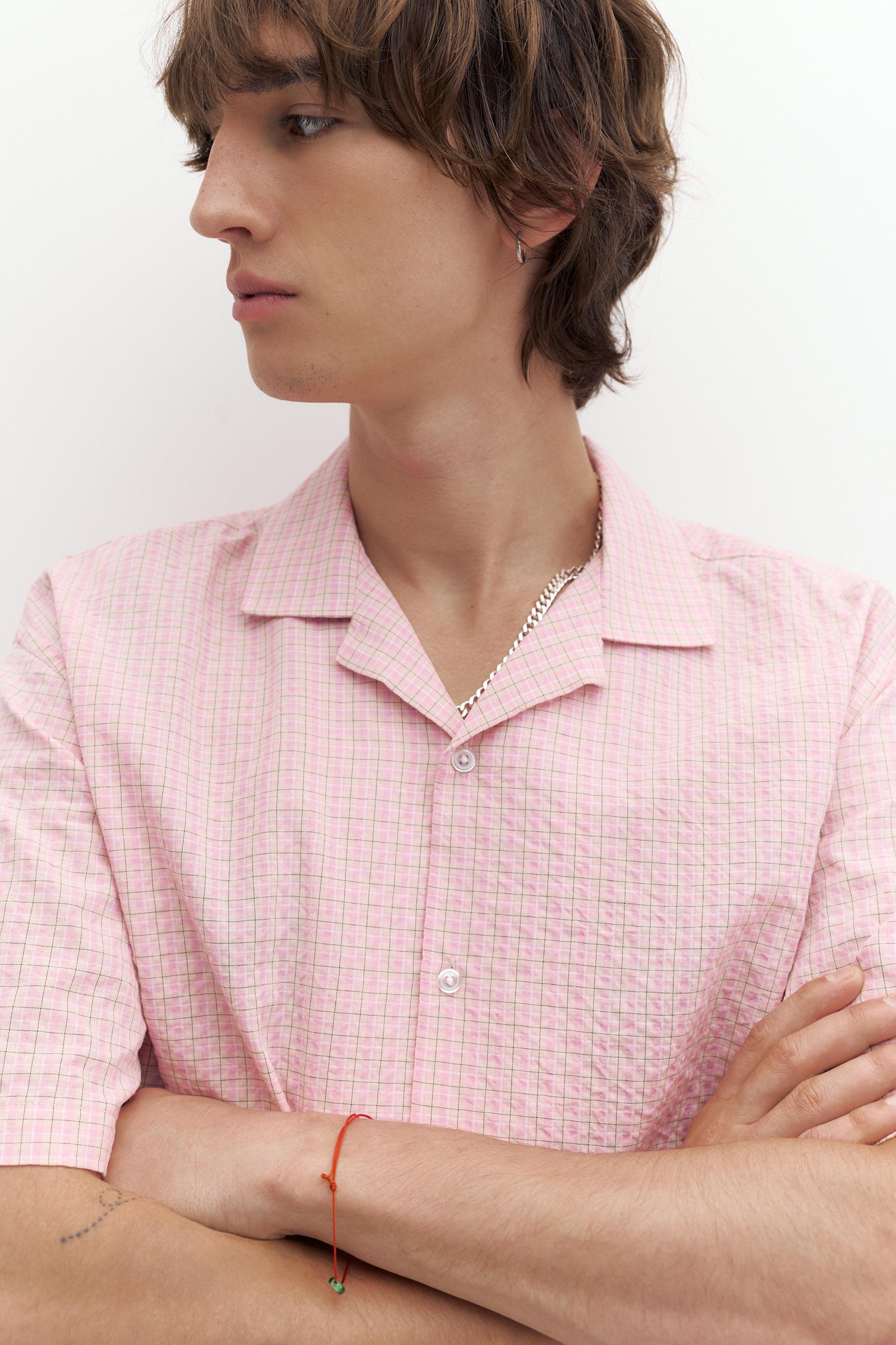 Short sleeve check shirt — Pink
