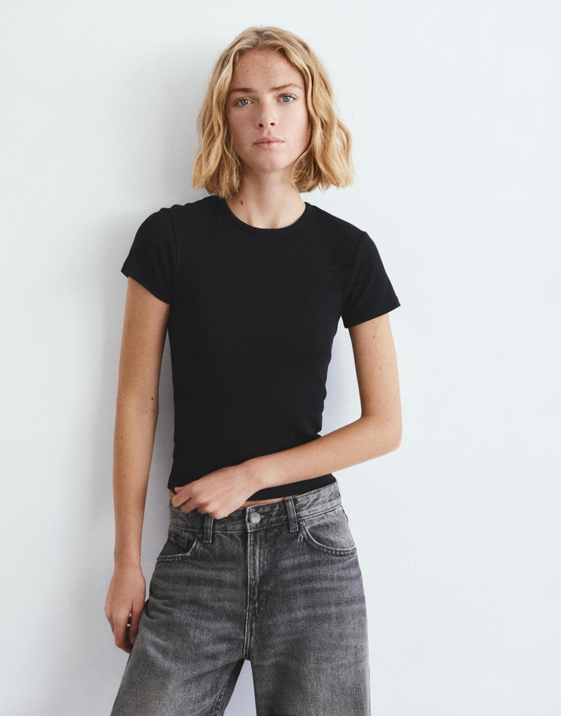Pull&Bear Fitilli kısa kollu t-shirt