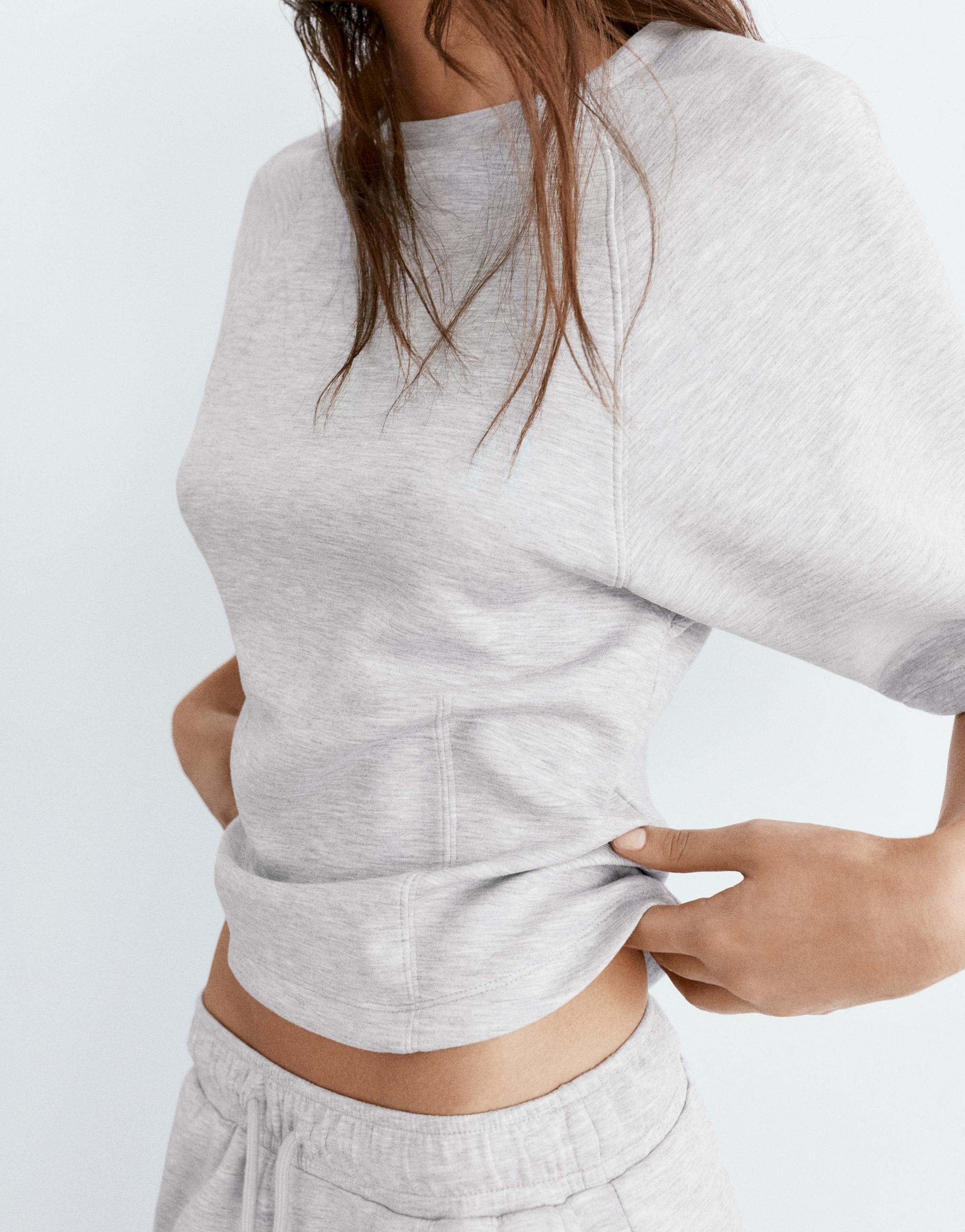 Soft touch short sleeve sweatshirt — Grey marl