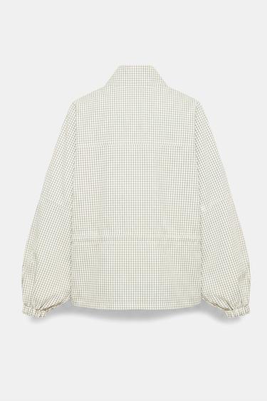 Checked high neck jacket — Ecru 7