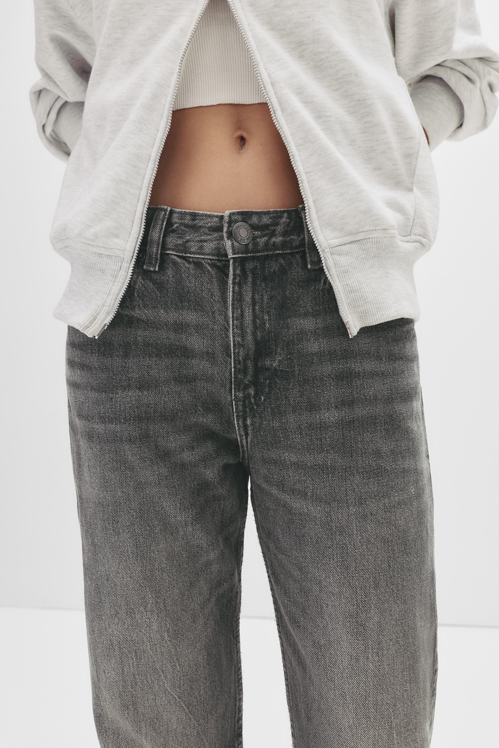 Mid-waist straight-leg jeans — Anthracite grey
