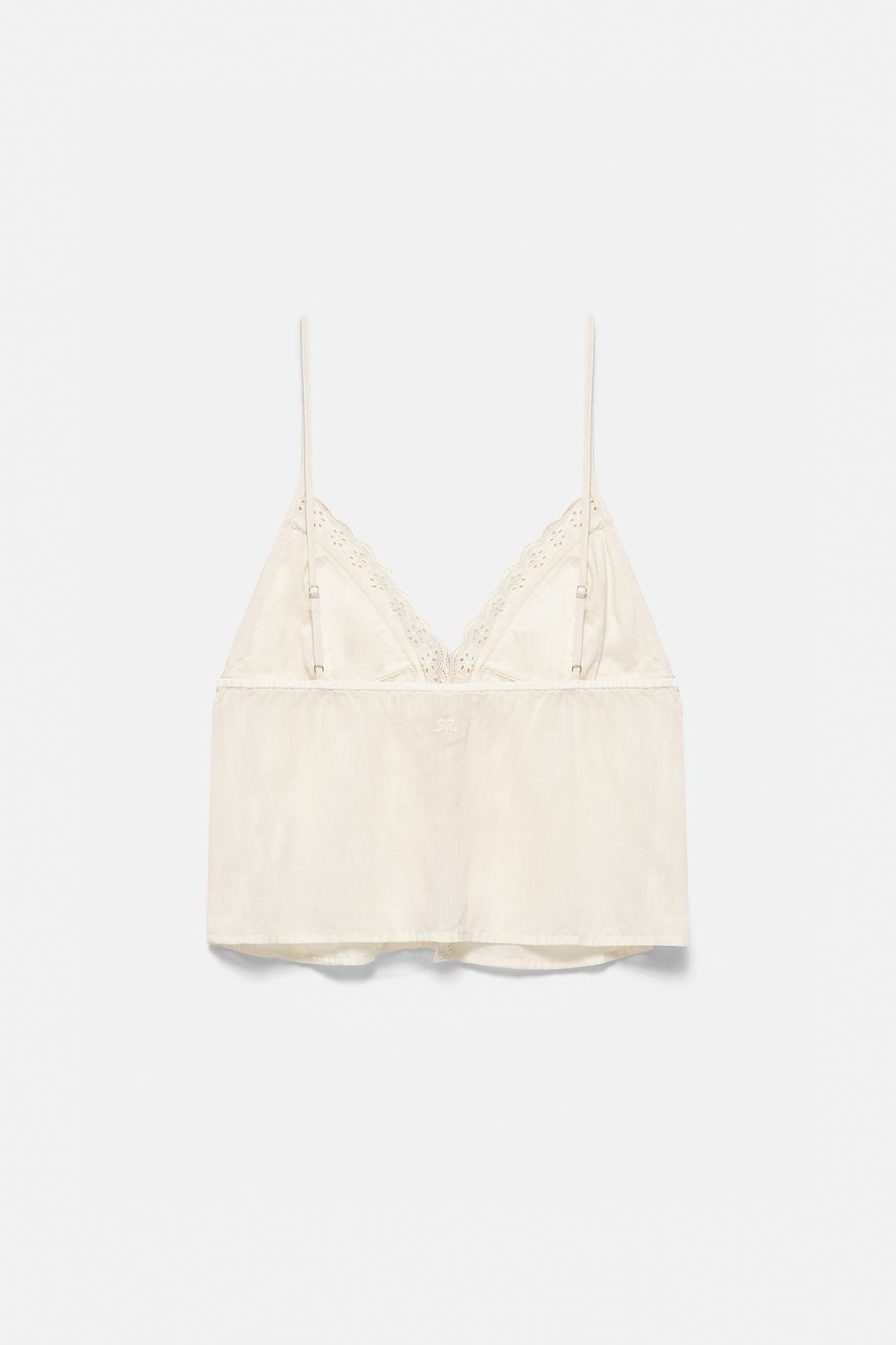Strappy top with lace trim — Beige