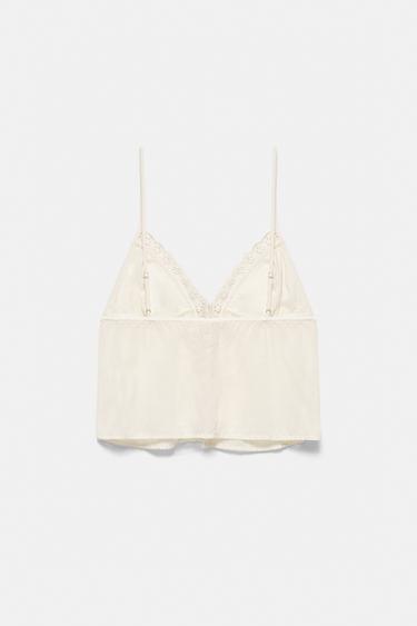 Strappy top with lace trim — Beige 7