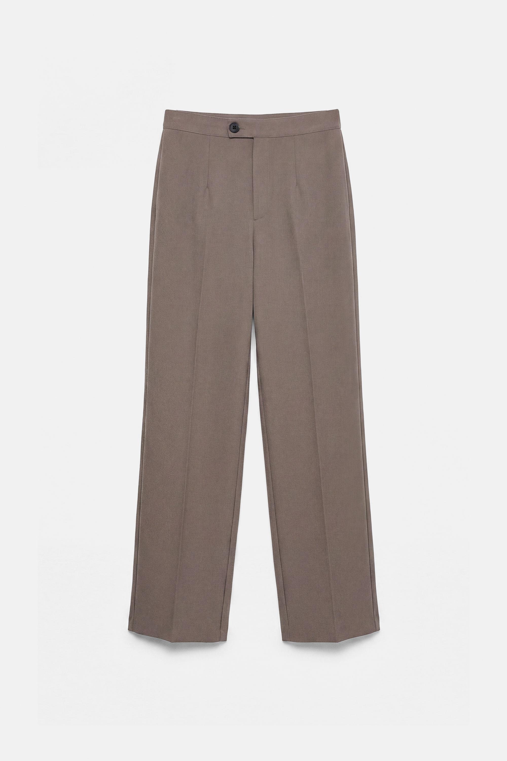 Straight-leg darted trousers — Taupe