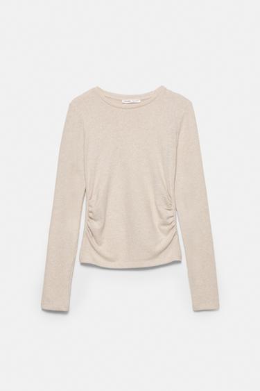 Soft touch gathered T-shirt — Ecru 6