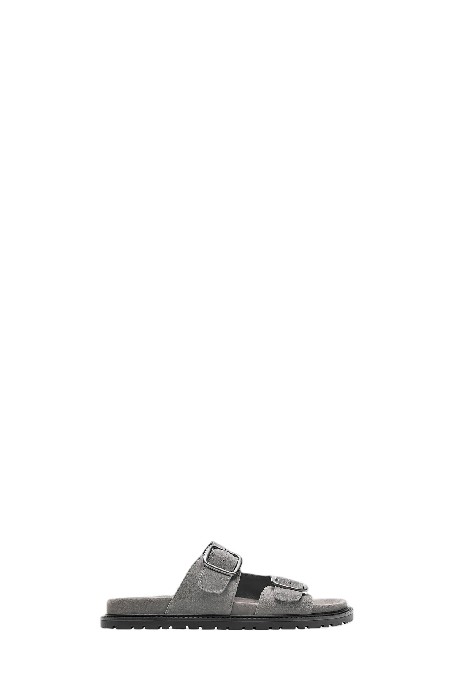 Leather buckle sandals — Grey