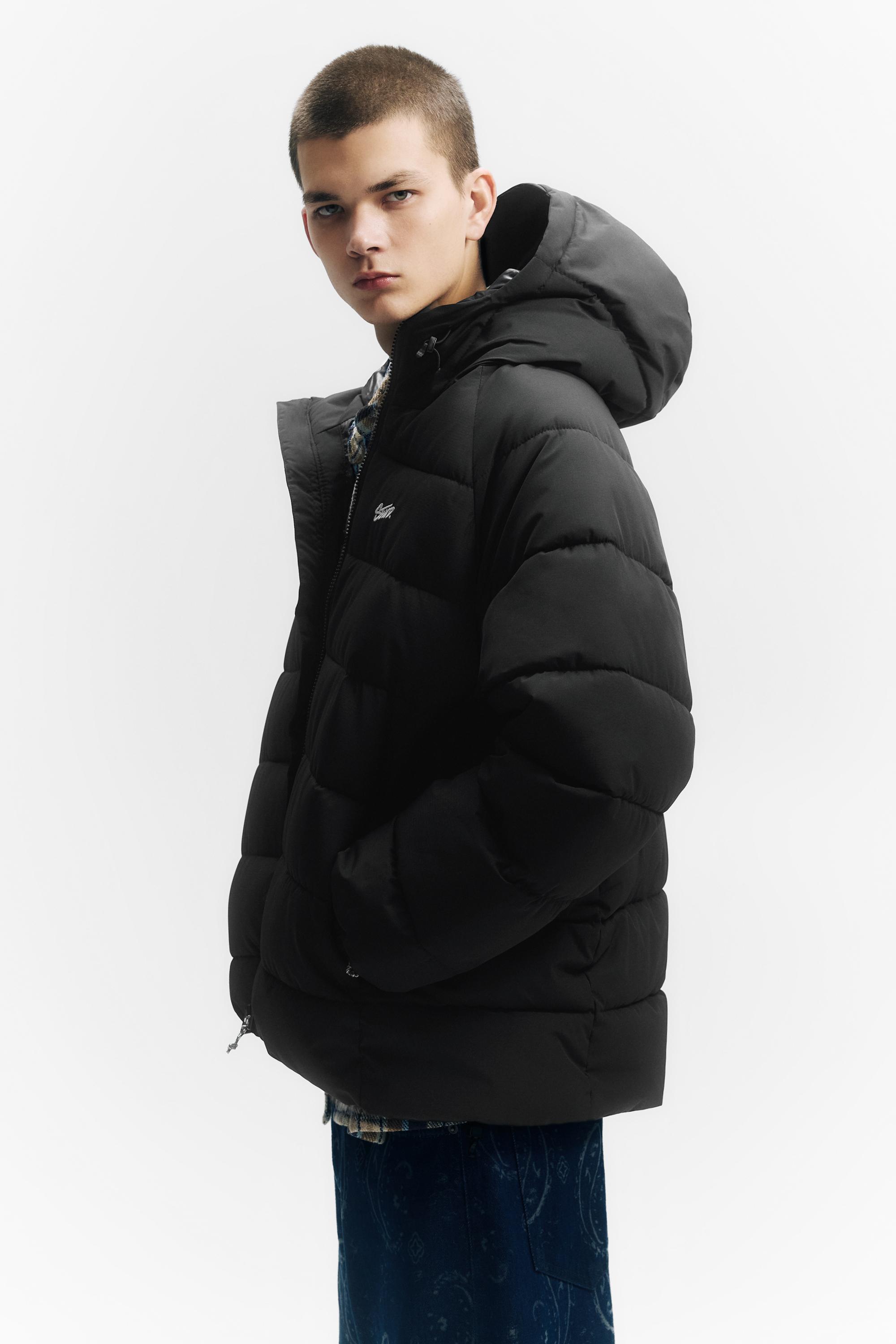 STWD hooded puffer jacket — Black