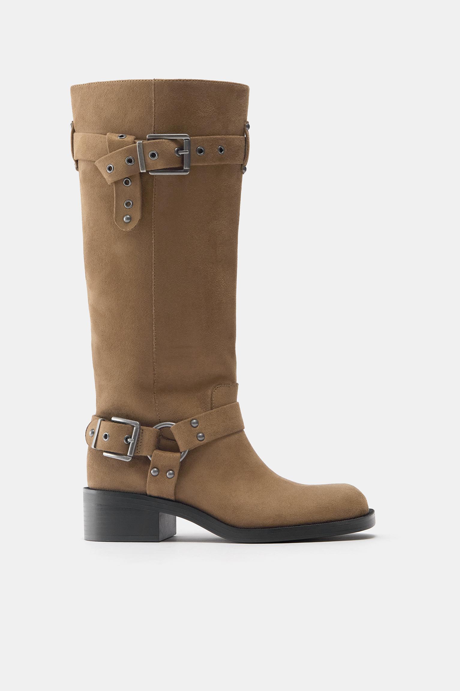 Tall biker boots — Sand
