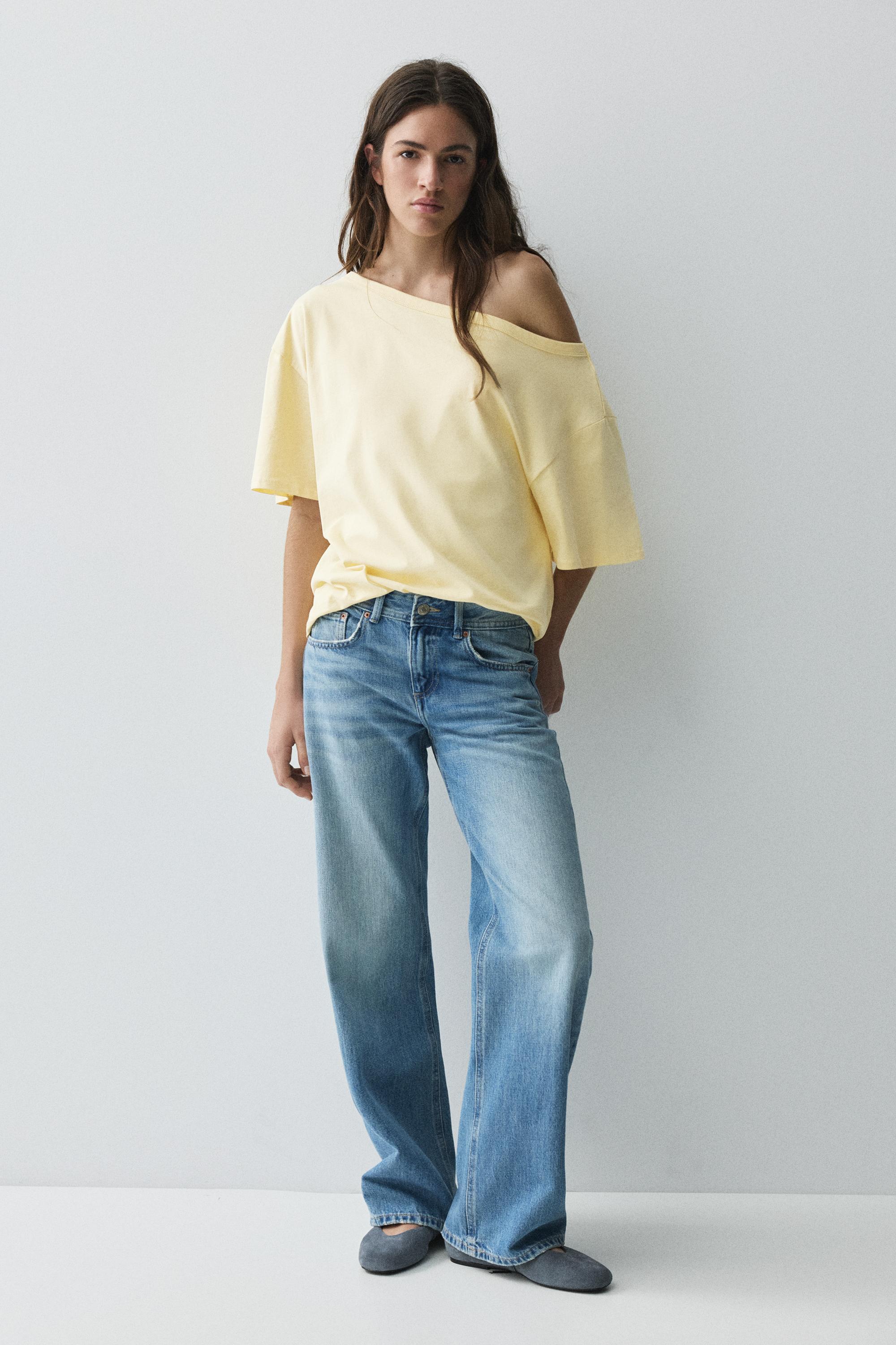 Asymmetric short sleeve T-shirt — Yellow