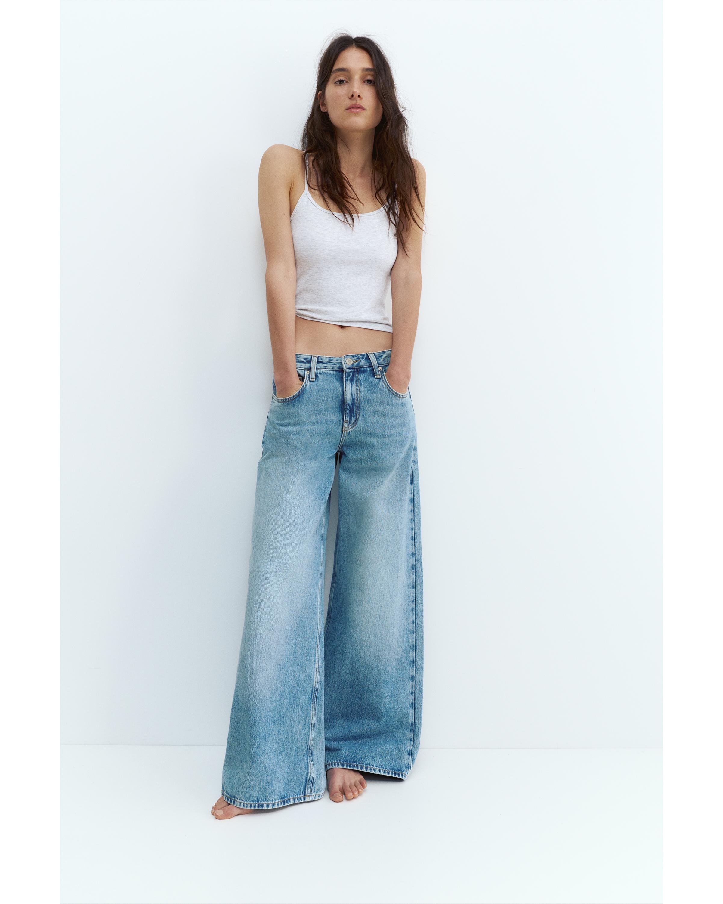 Low-rise wide-leg jeans — Medium blue