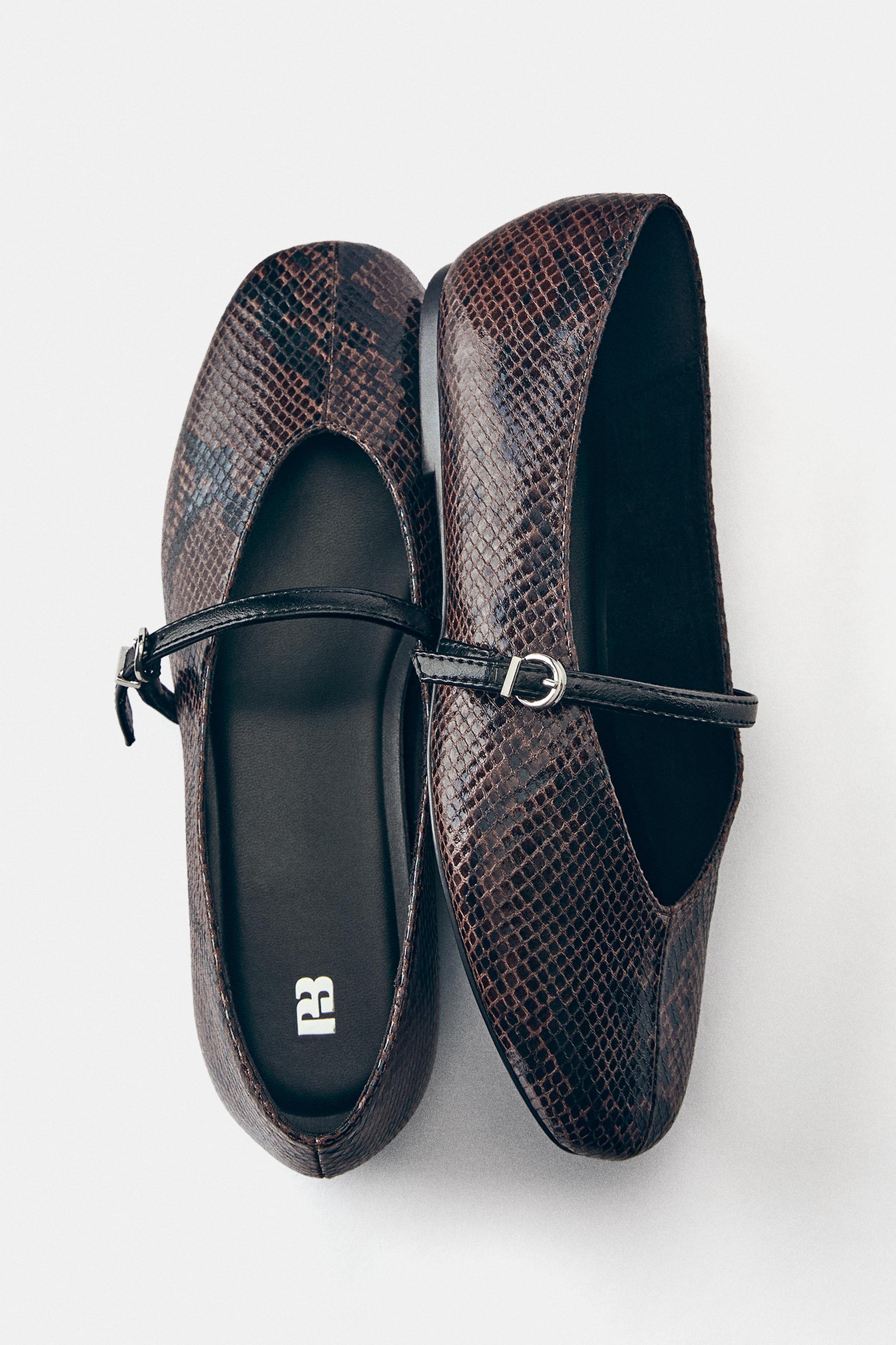 Snakeskin ballet flats — Brown