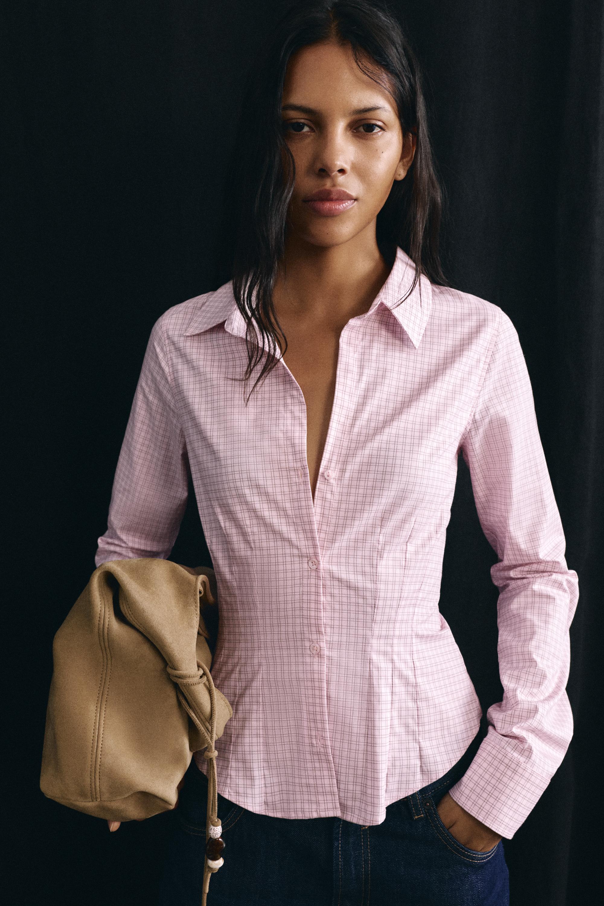 Fitted wide-cuff shirt — Pink