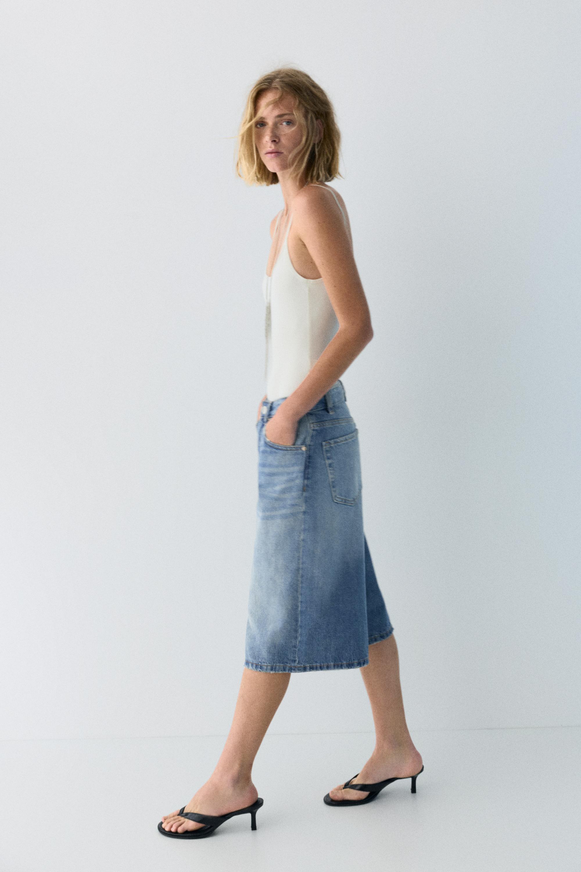 Low-rise denim jorts — Dark blue