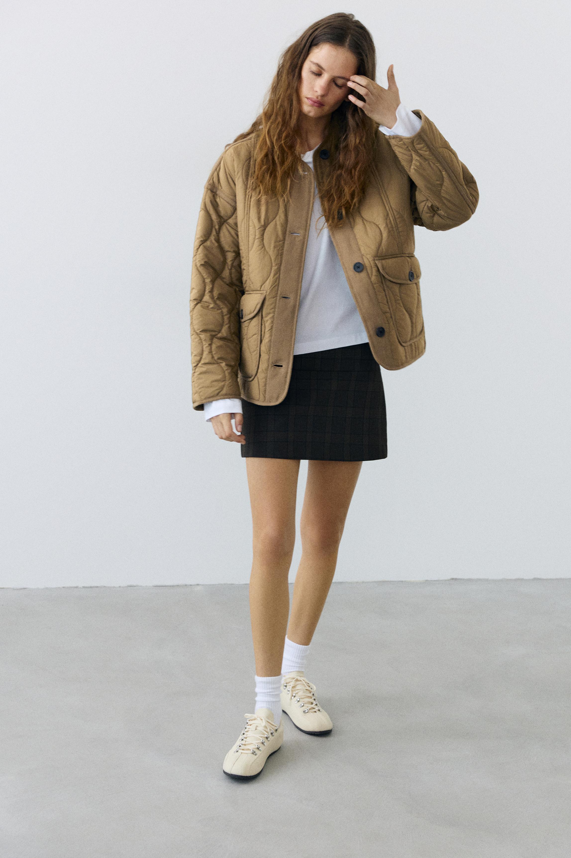 Puffer jacket with pockets — Dark khaki