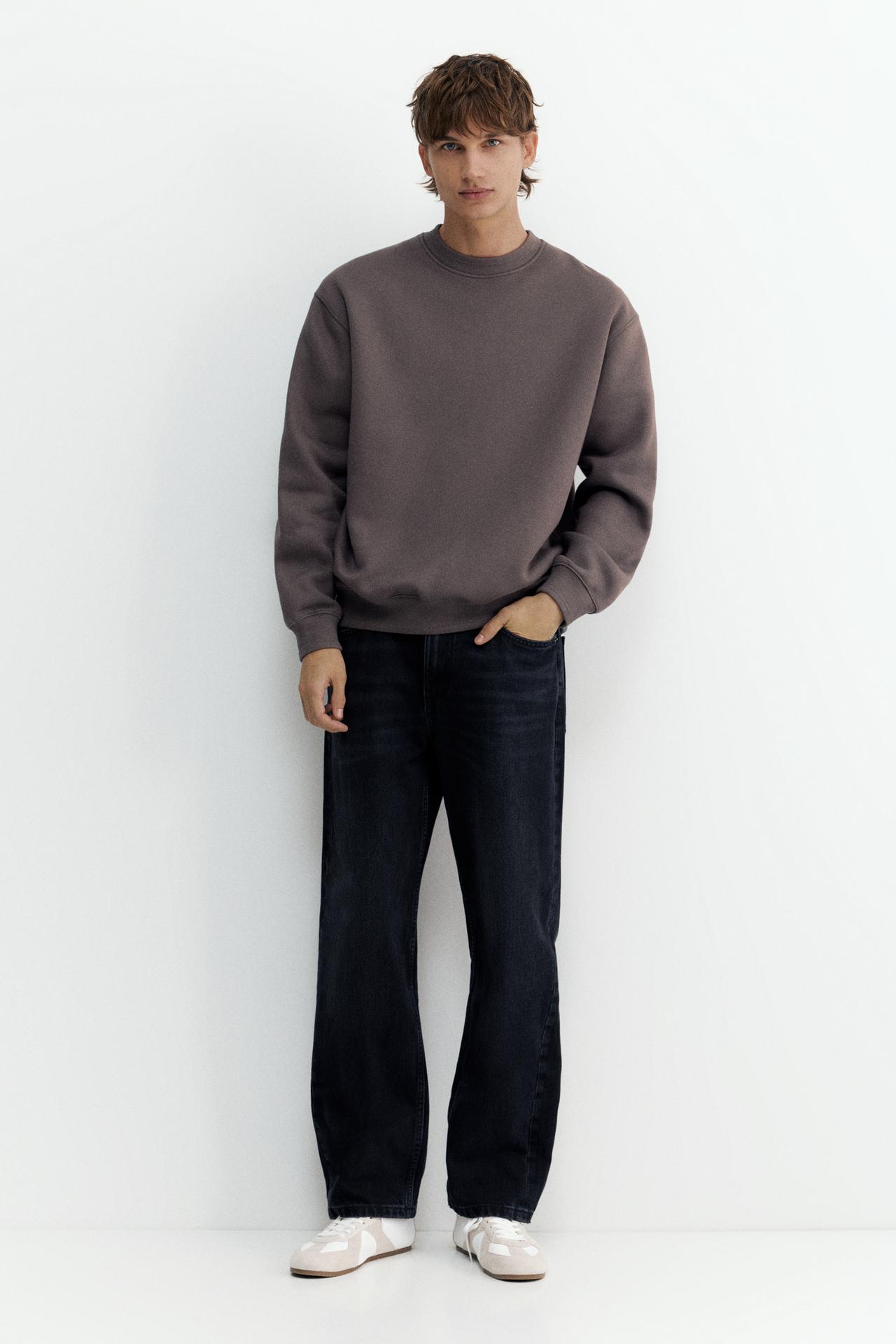Relaxed fit round neck sweatshirt — Anthracite grey