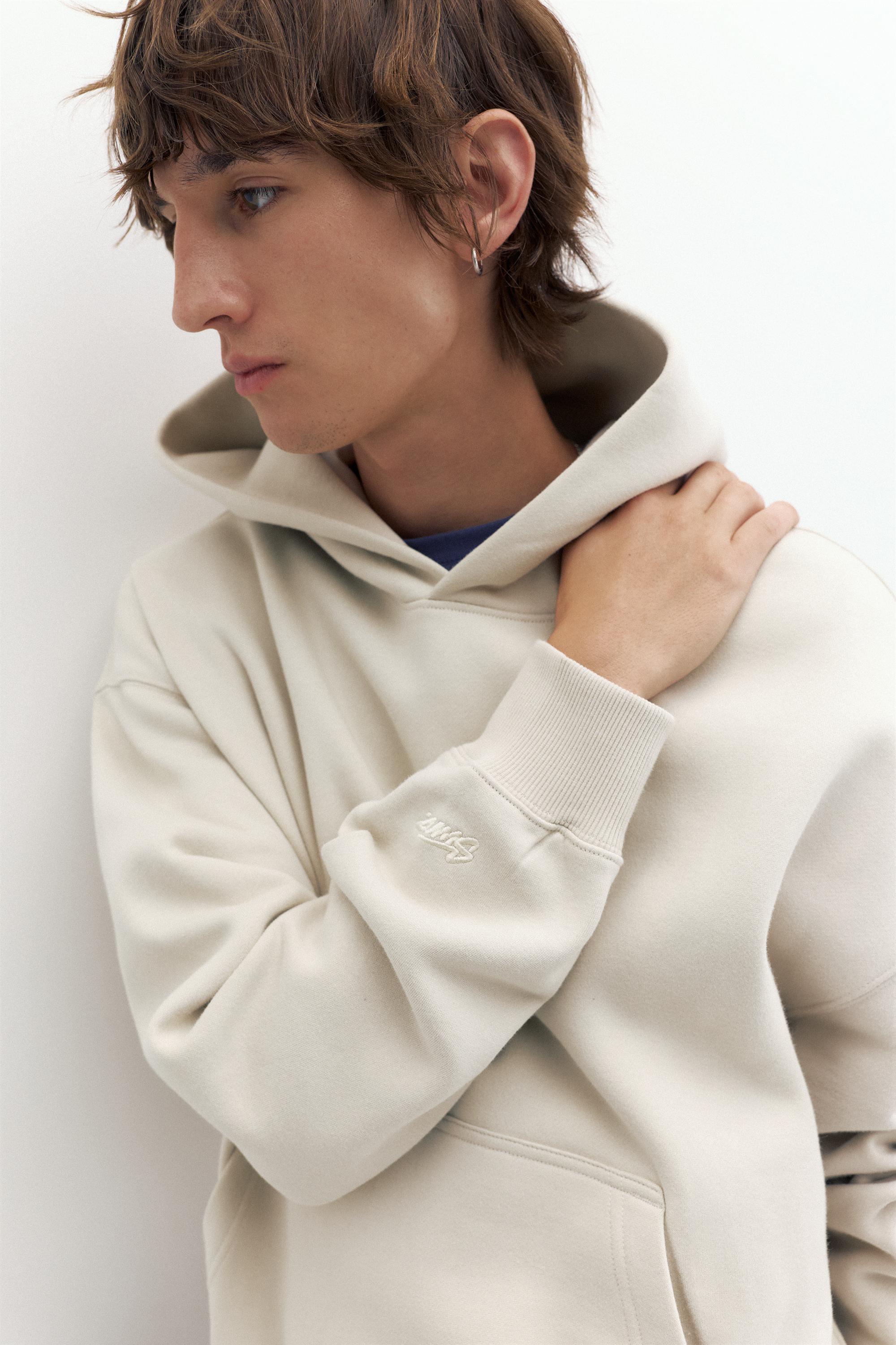 STWD boxy-fit logo hoodie — Ash