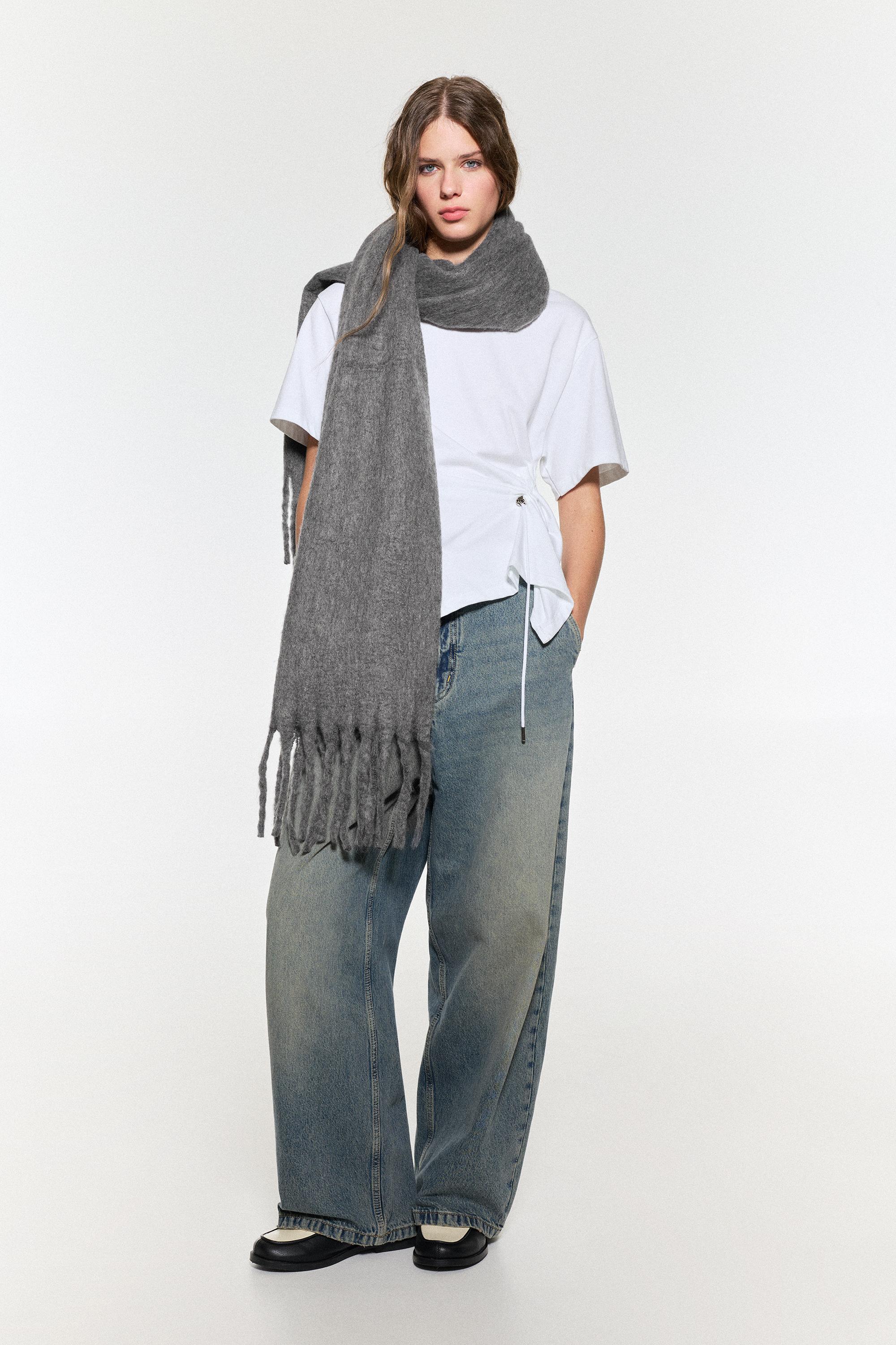 Maxi mohair-effect scarf — Anthracite grey