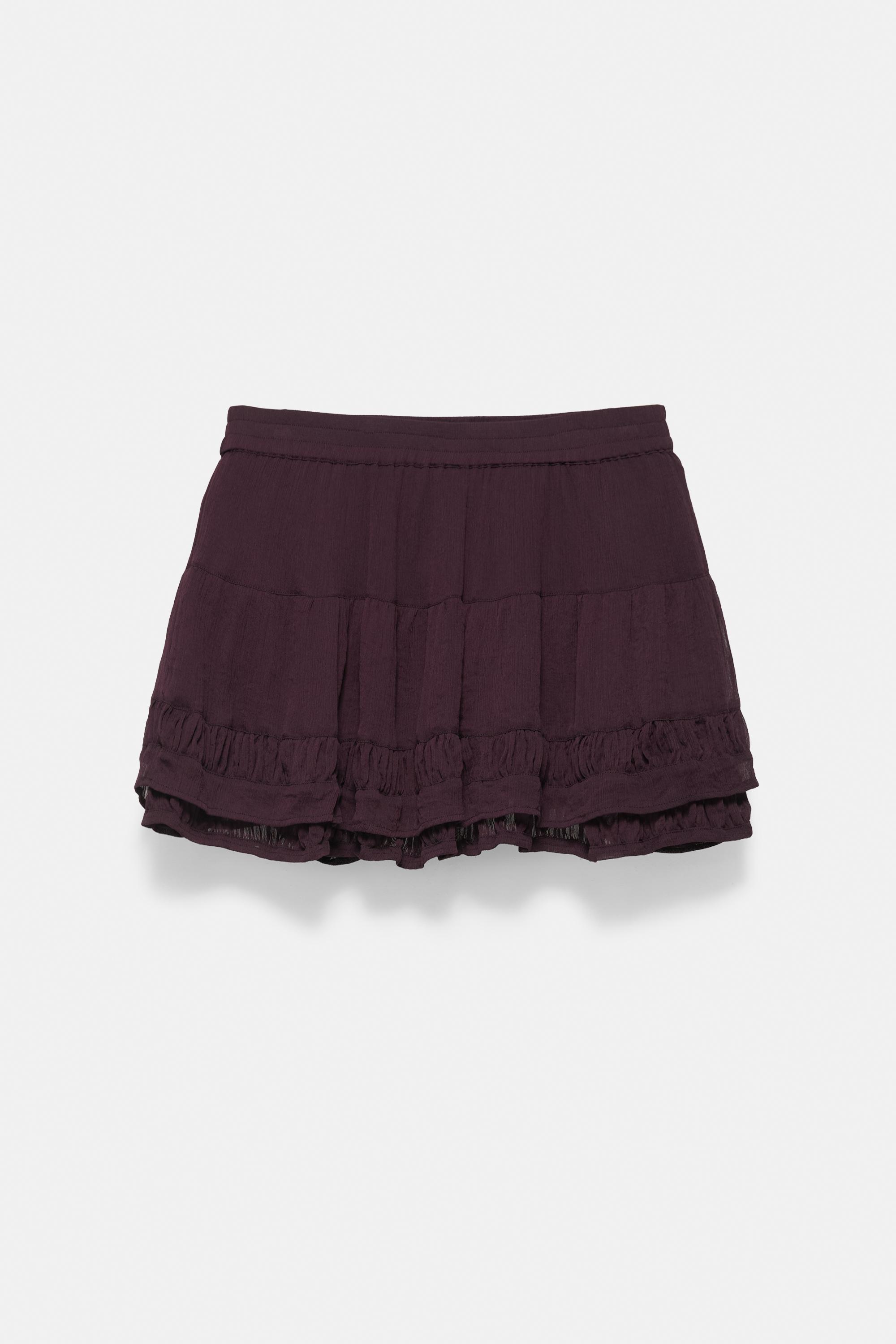 Ruffled mini skirt — Burgundy