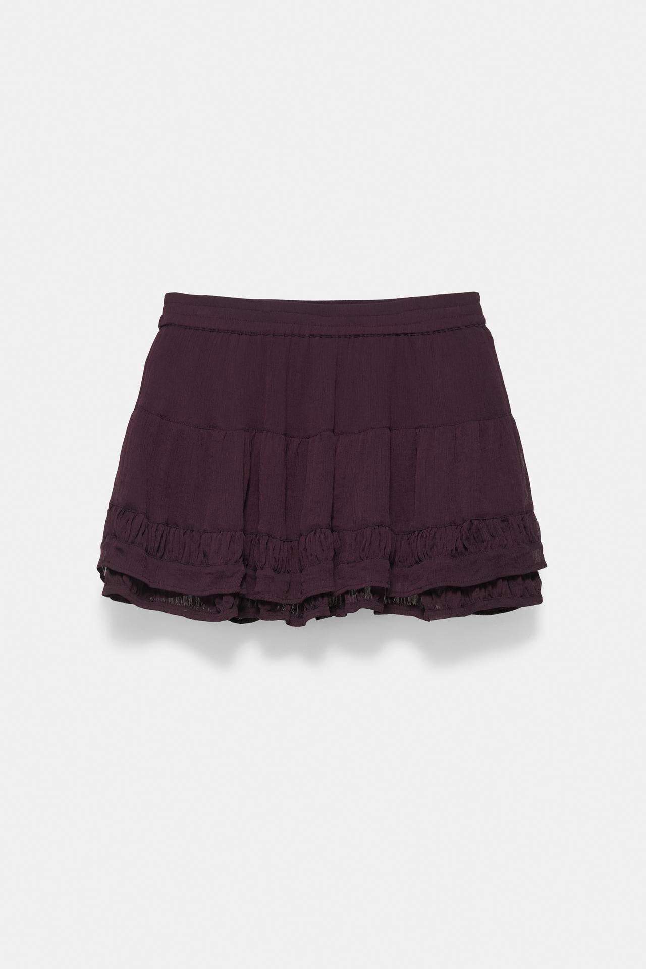 Ruffled mini skirt — Burgundy