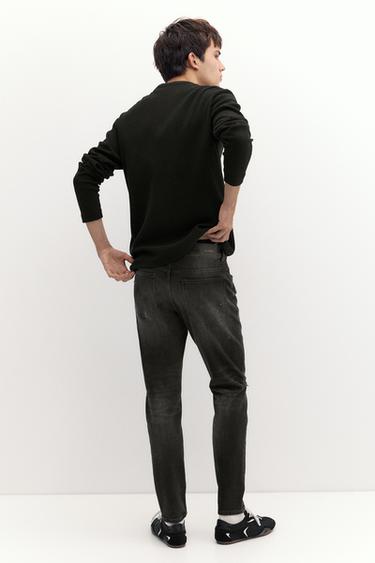 Paint splatter ripped skinny jeans — Faded black 2
