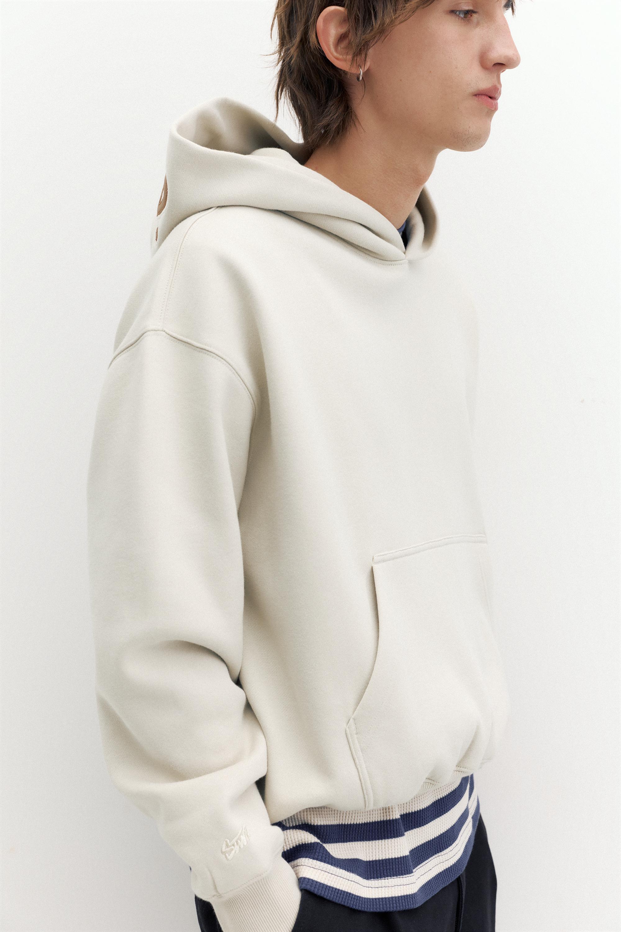 STWD boxy-fit logo hoodie — Ash