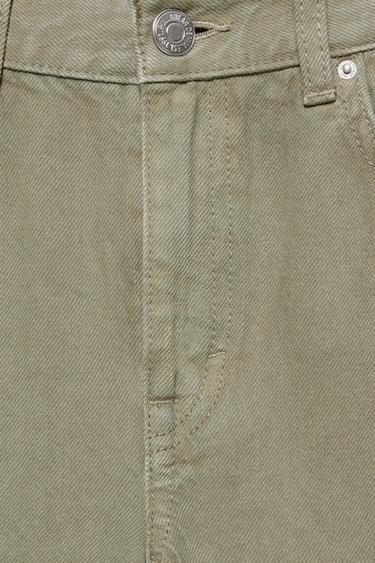 High-waist wide straight-leg jeans — Khaki 8