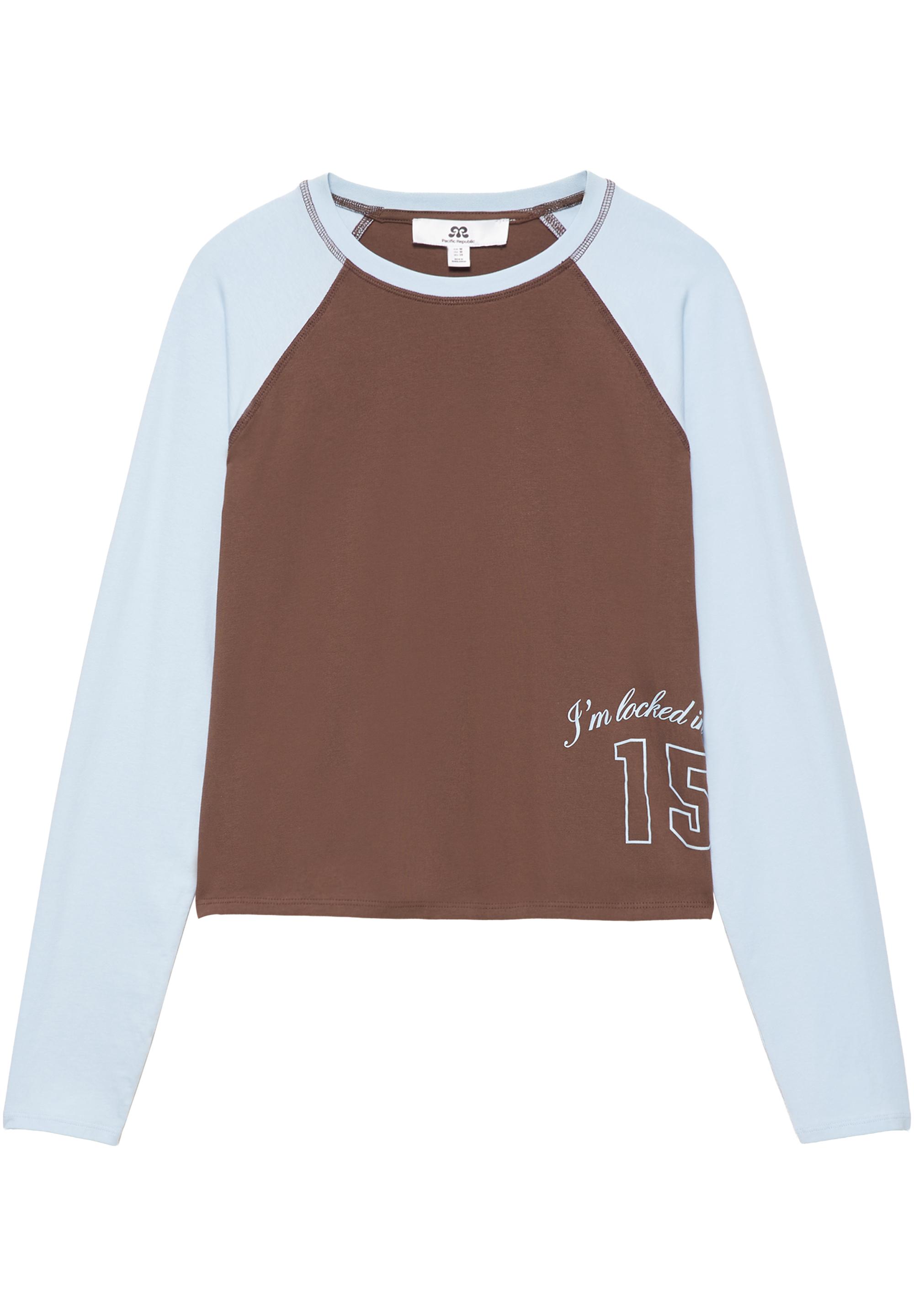 Number print raglan T-shirt — Brown