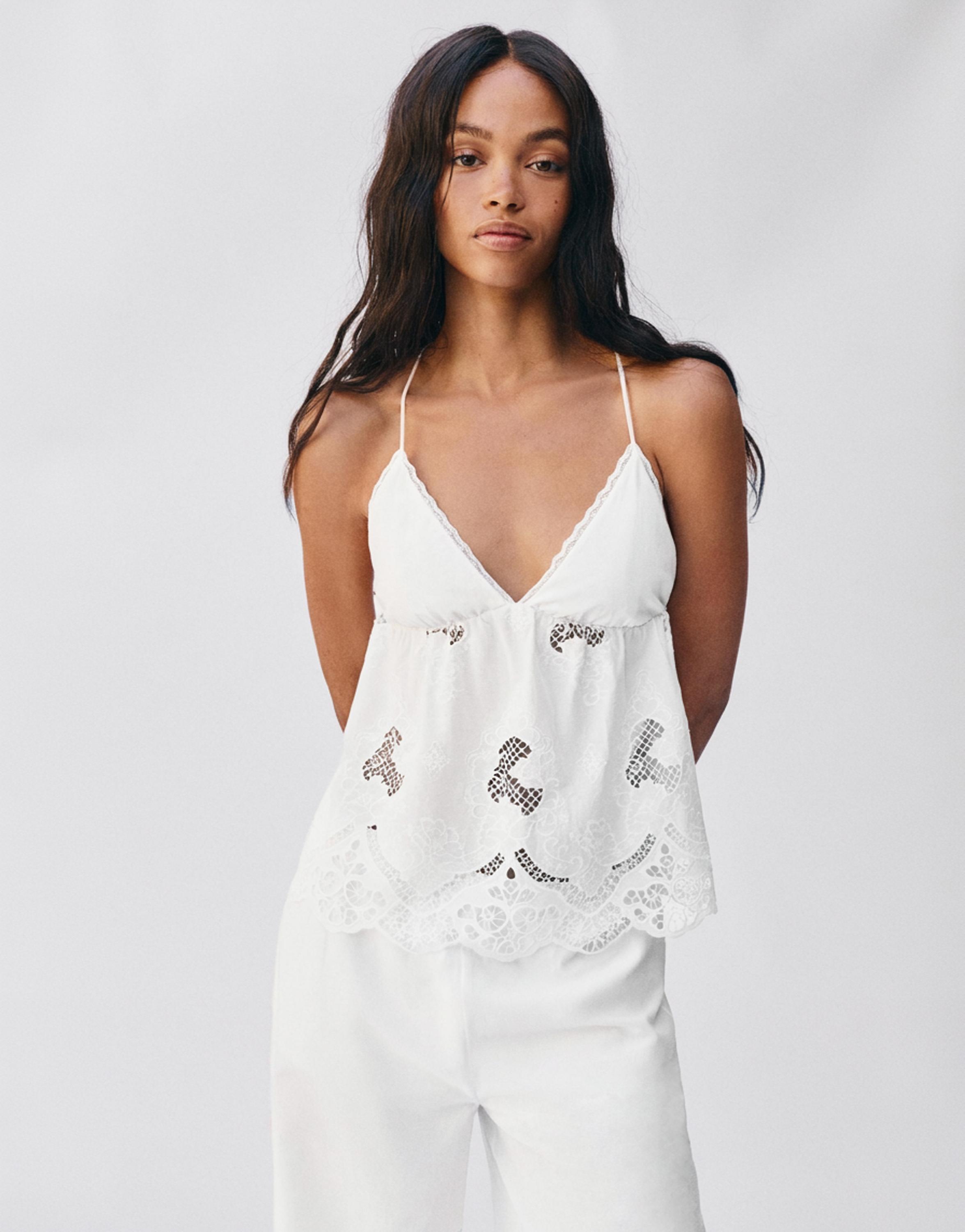 White Swiss embroidery top — White