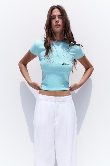 Ibiza stud slim fit T-shirt — Turquoise 1